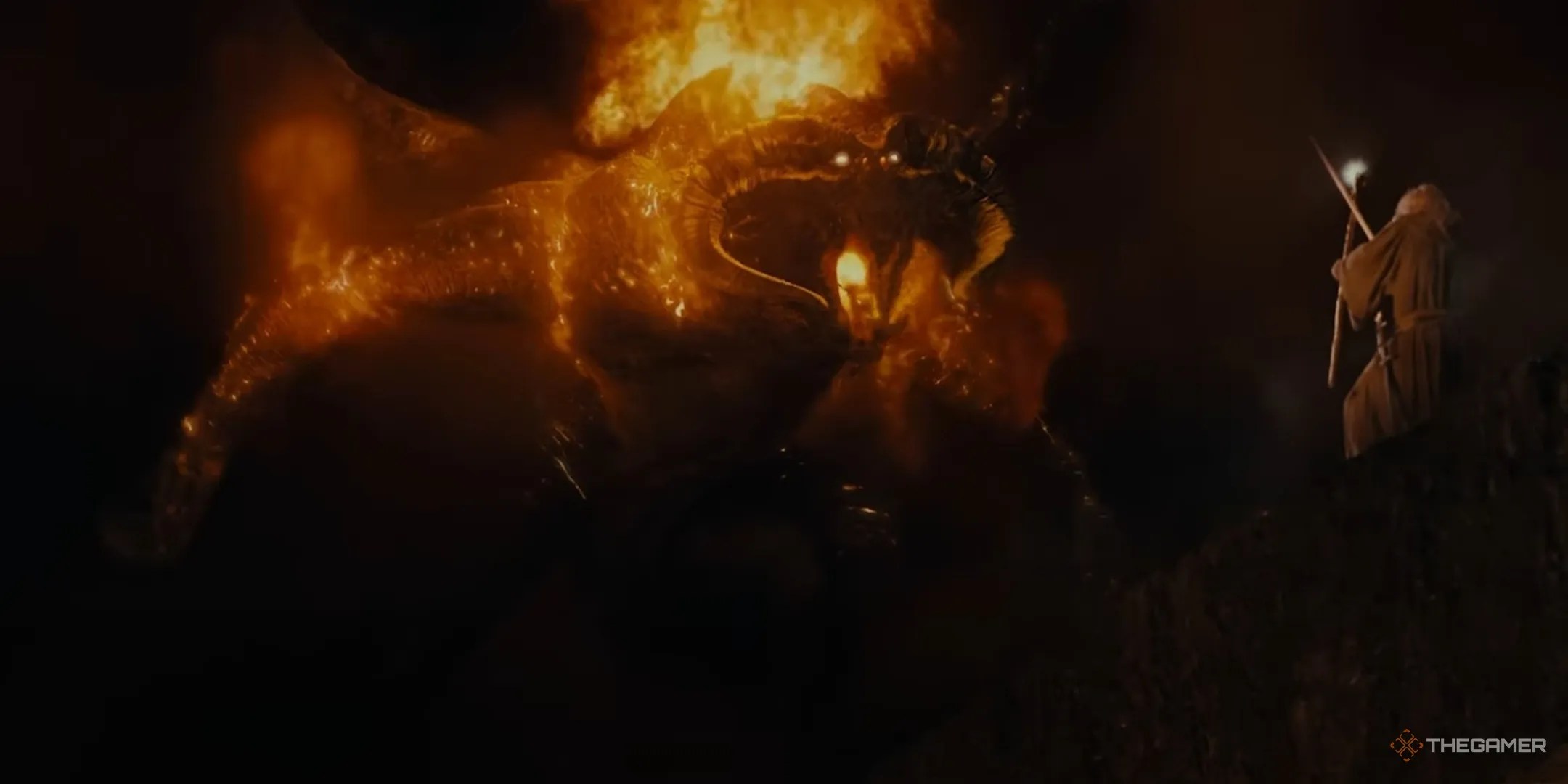 The Balrog attacks Gandalf.