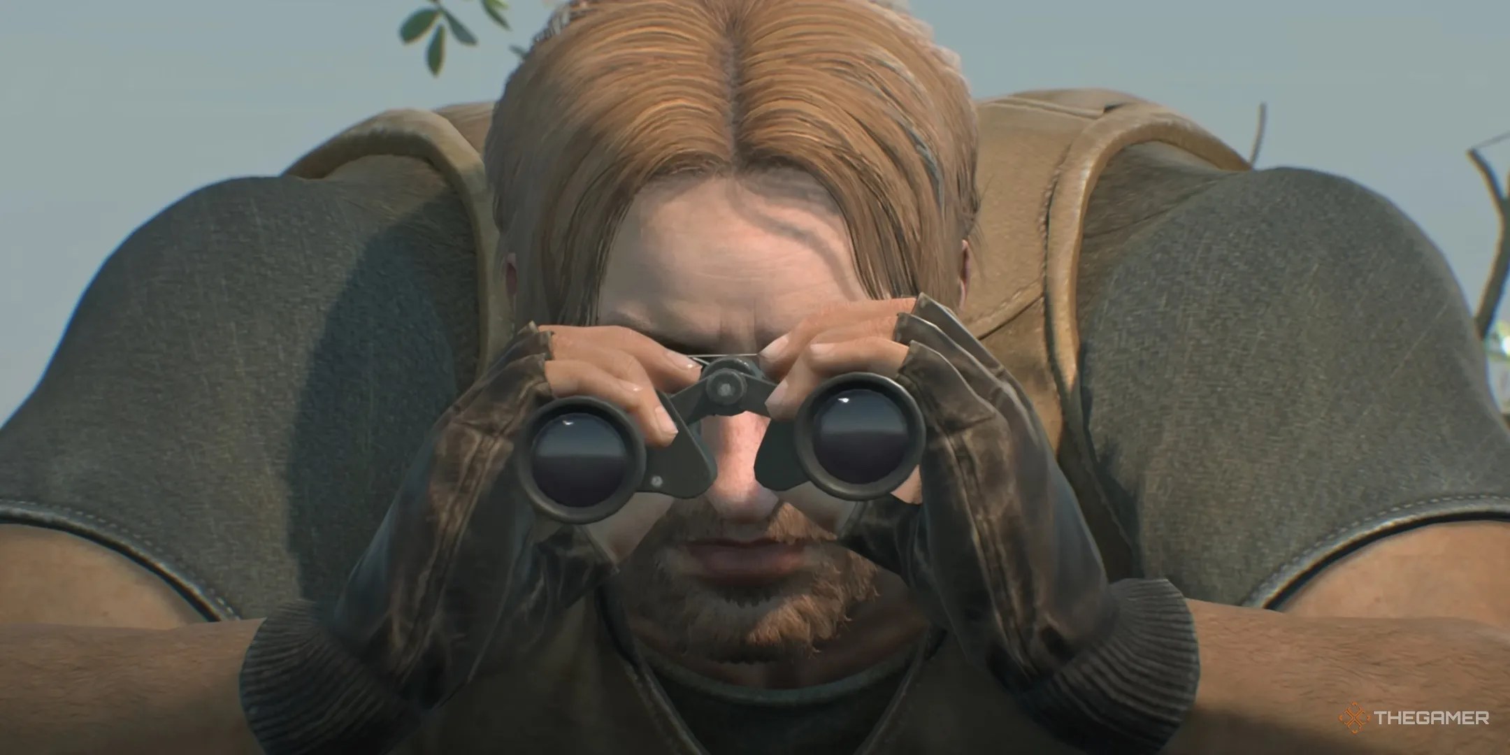 Ed Watches Frank West using binoculars.