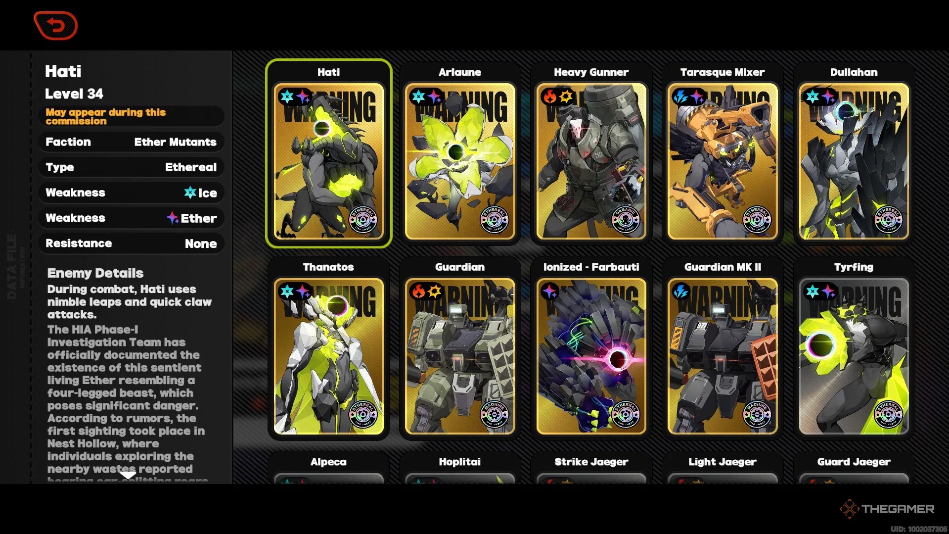 A screen full of enemy cards in Zenless Zone Zero.
