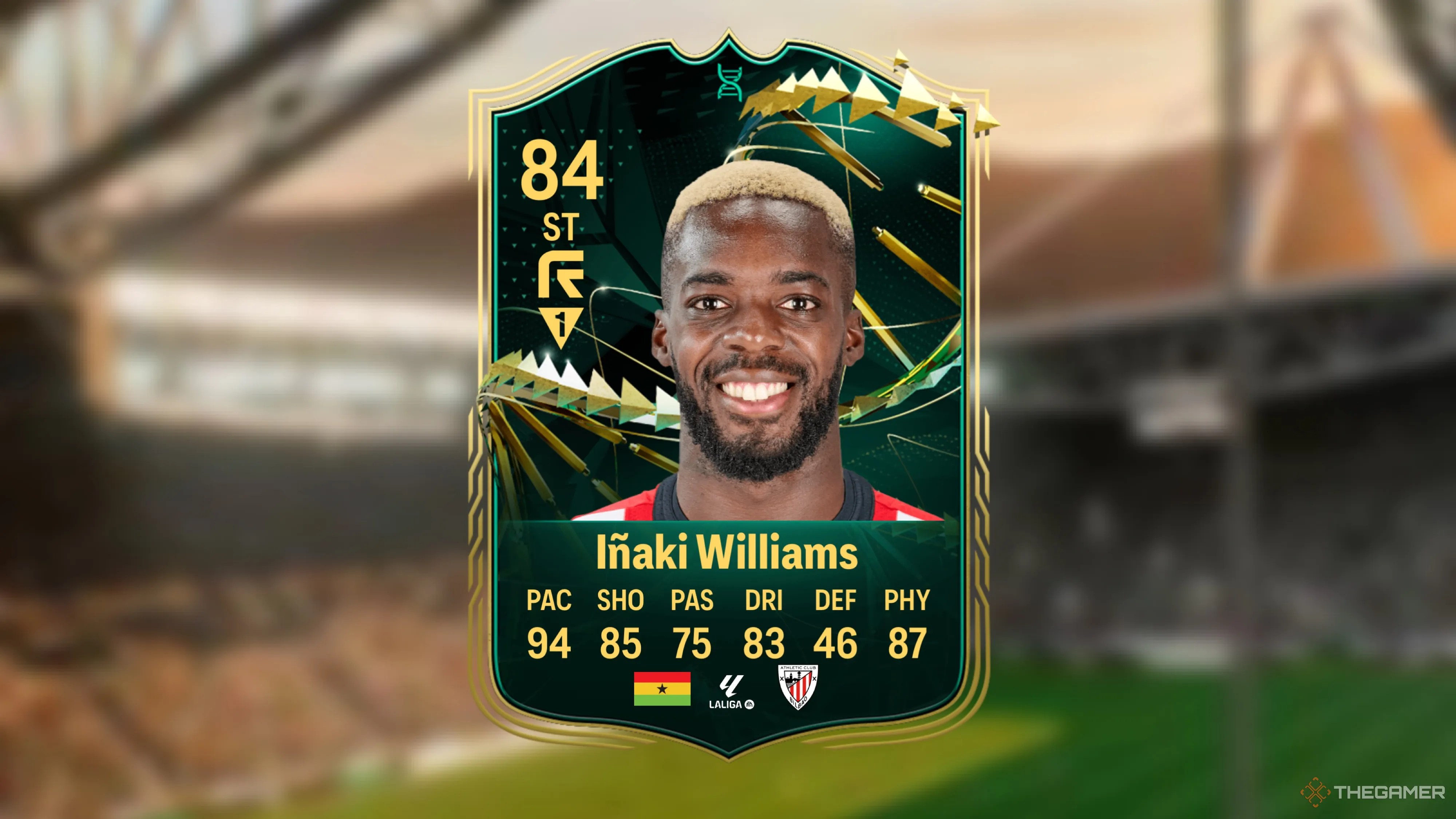Image showing Williams card against a faded stadium background.