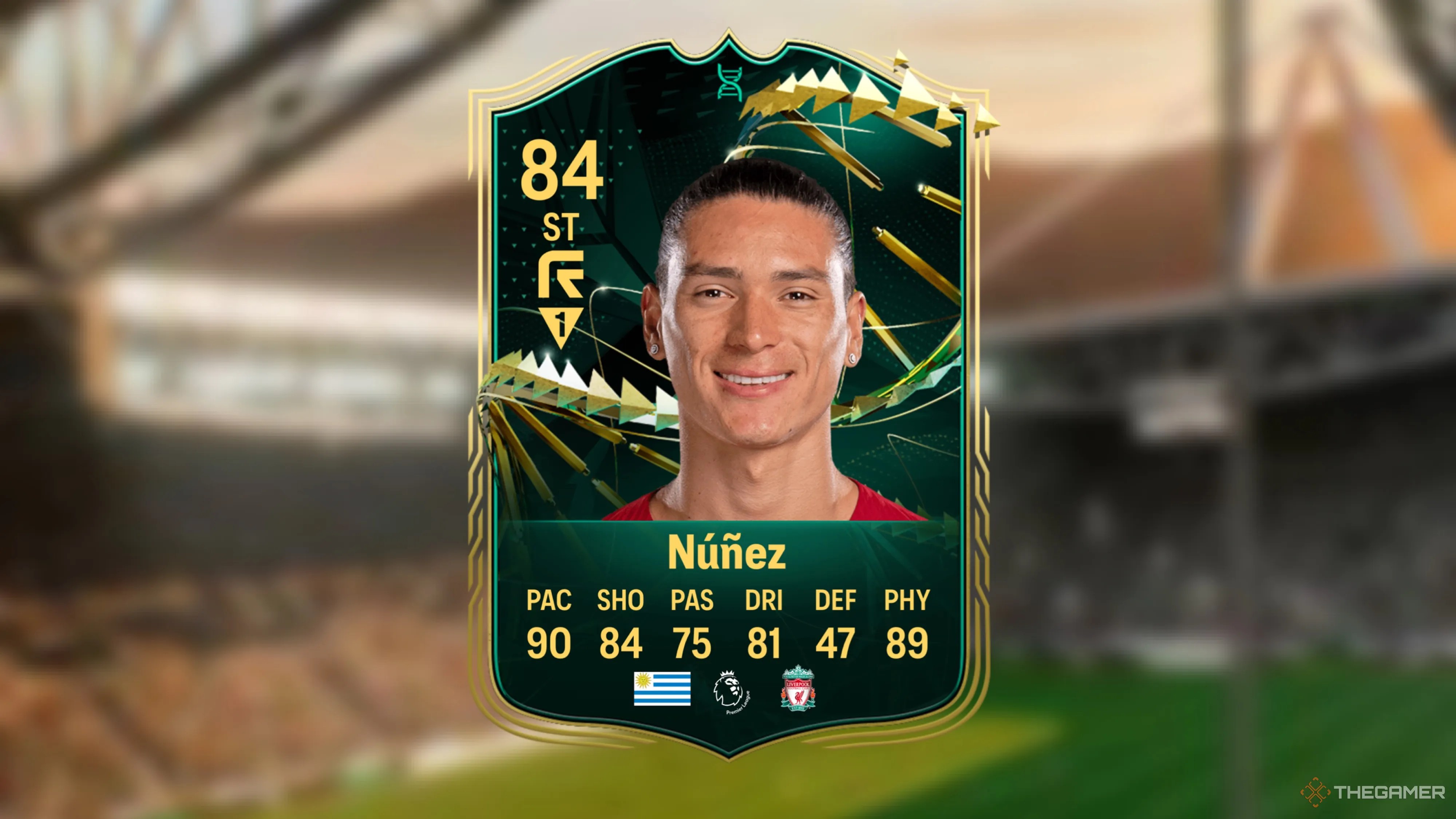 Image showing Núñez card against a faded stadium background.