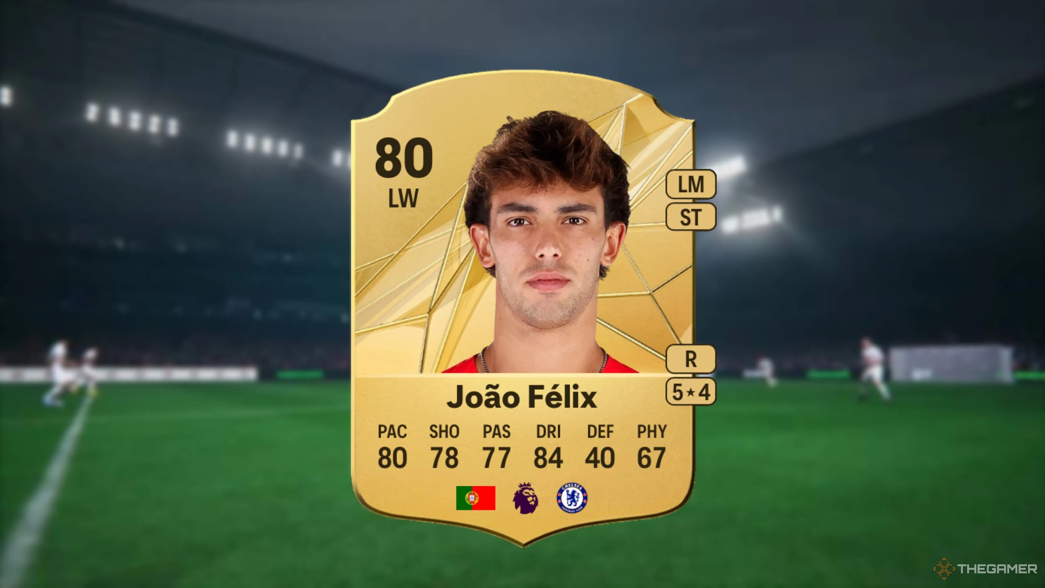 Image showing Félix card against a faded stadium background.