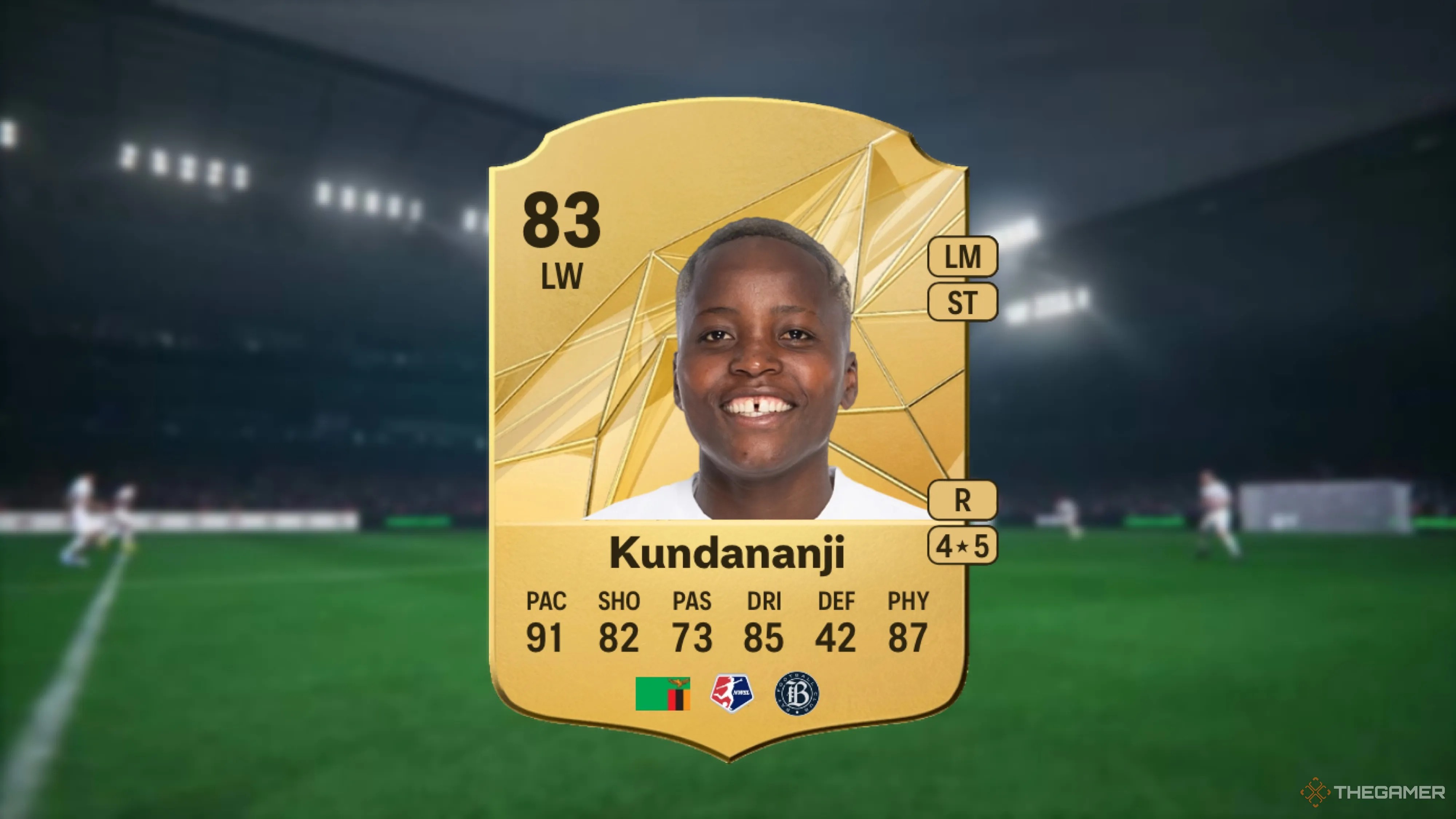 Image showing Kundananji card against a faded stadium background.