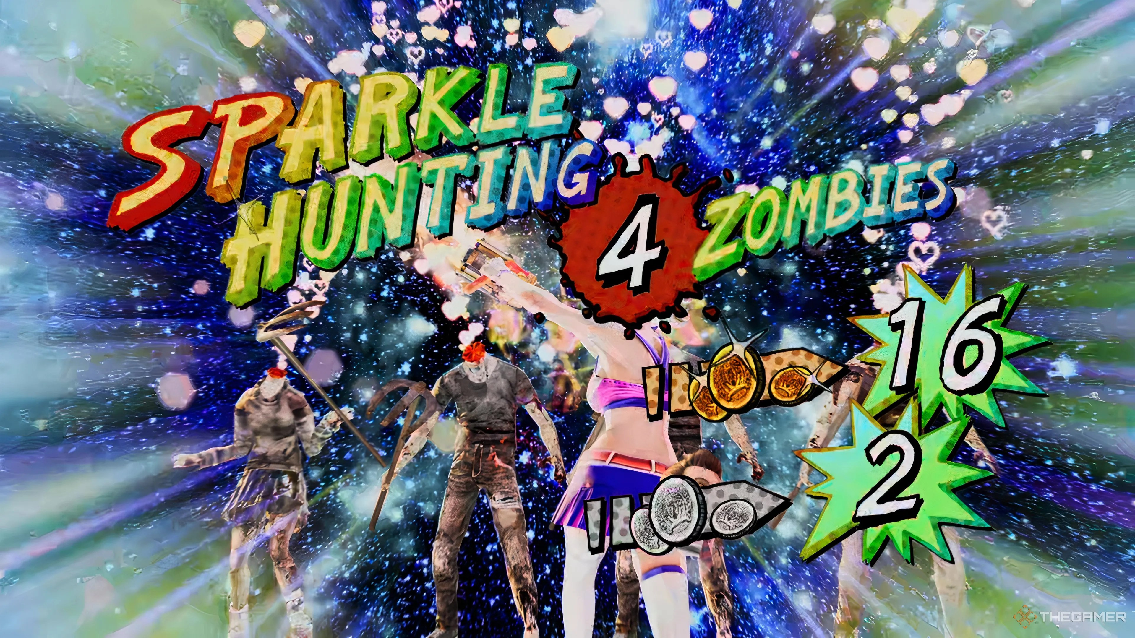 A Sparkle Hunt in Lollipop Chainsaw RePop where Juliet has killed four enemies.