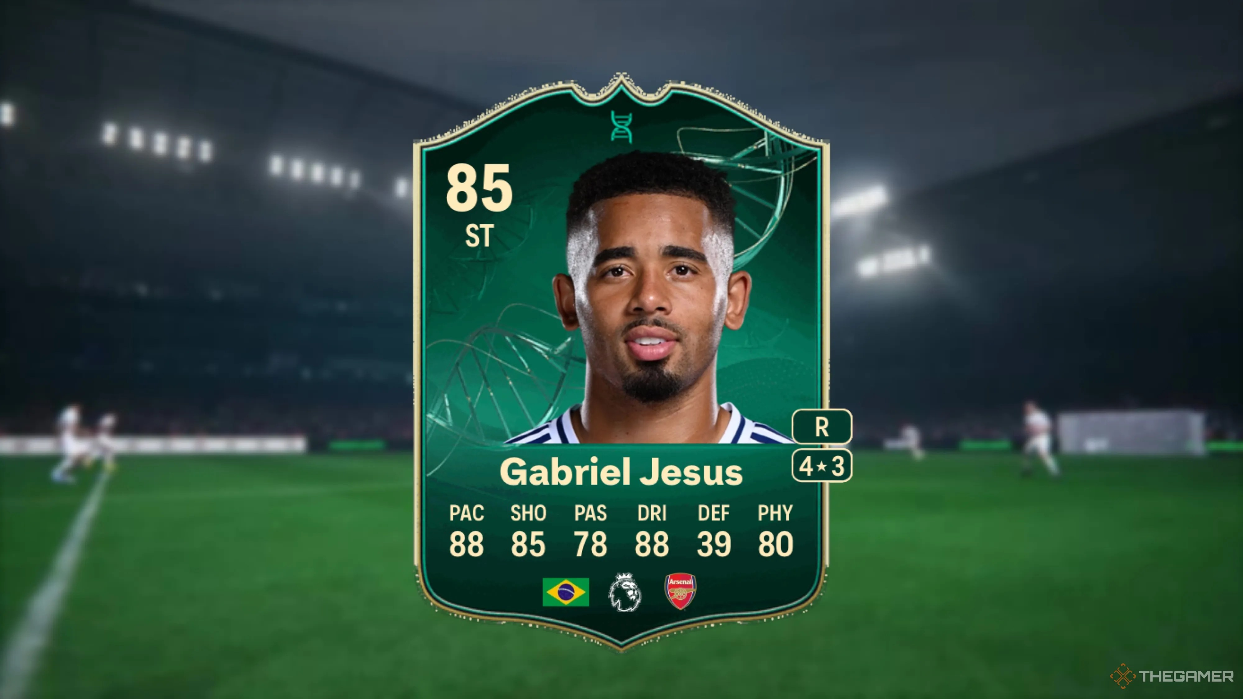 Image showing Jesus card against a faded stadium background.