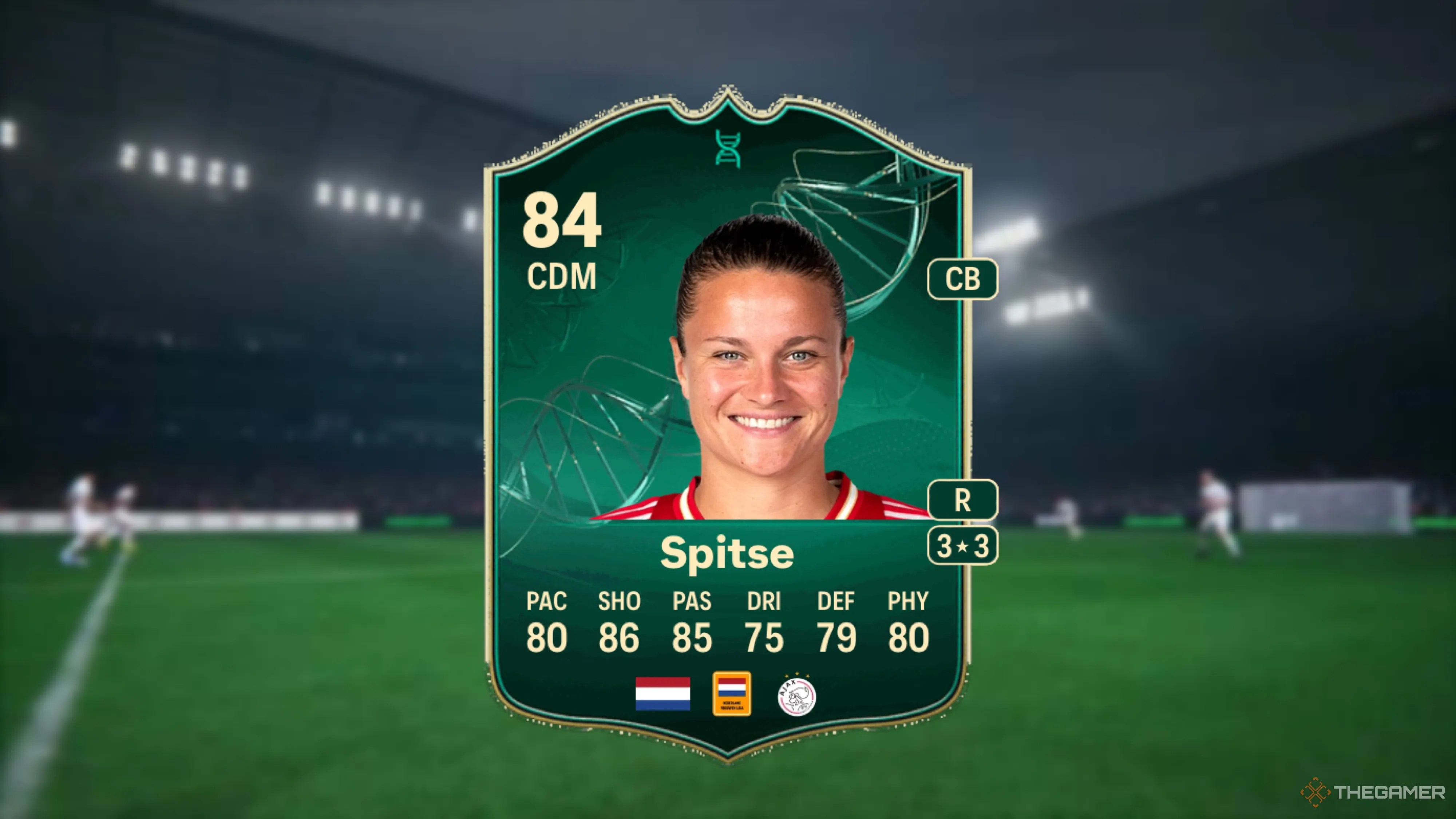 Image showing Spitse card against a faded stadium background.