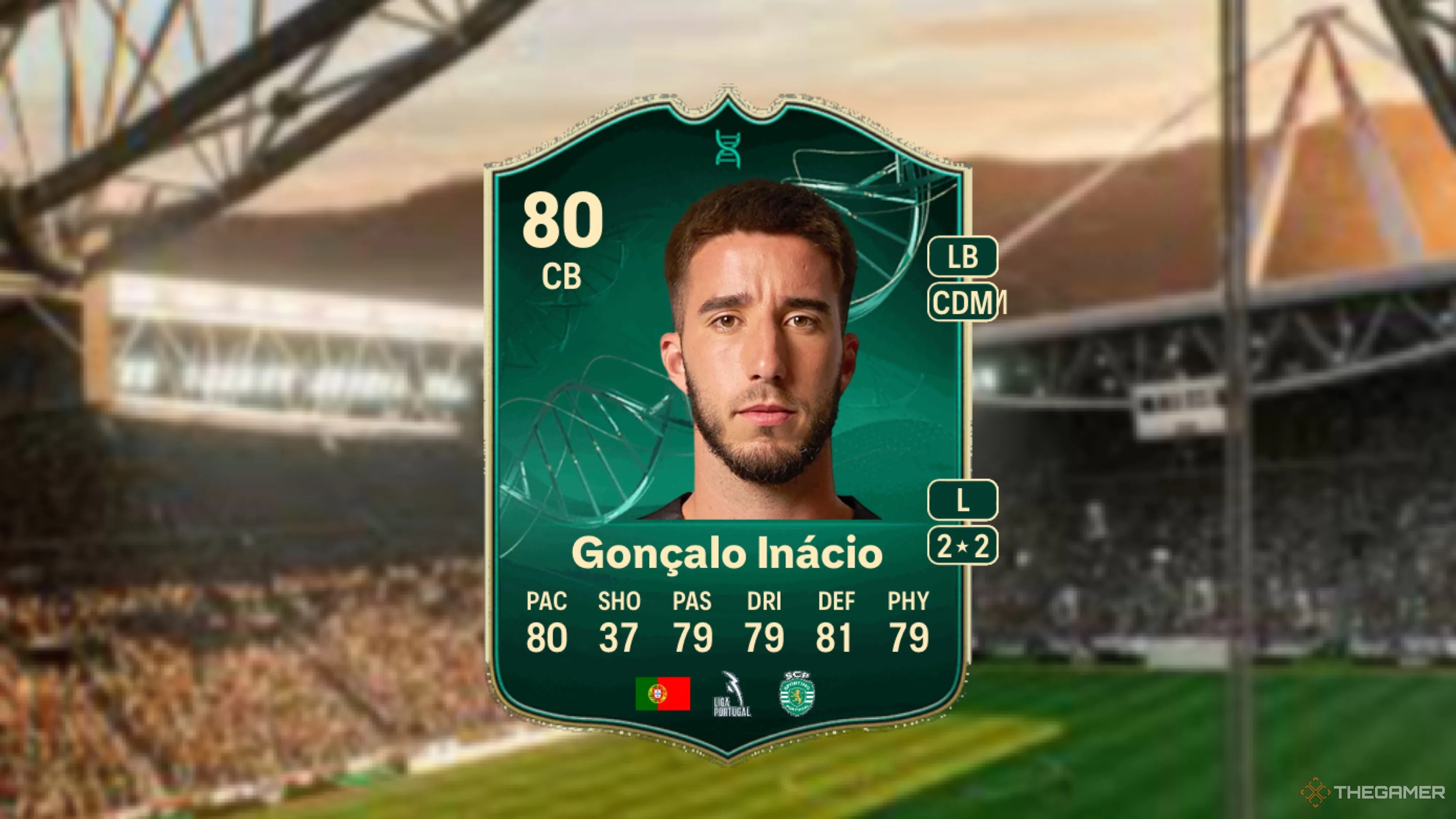Image showing Inácio card against a faded stadium background.