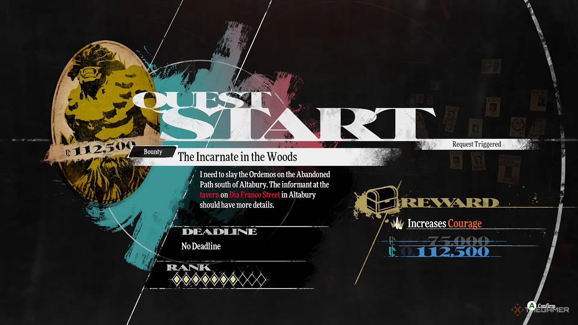 The Incarnate in the Woods bounty screen in Metaphor ReFantazio.