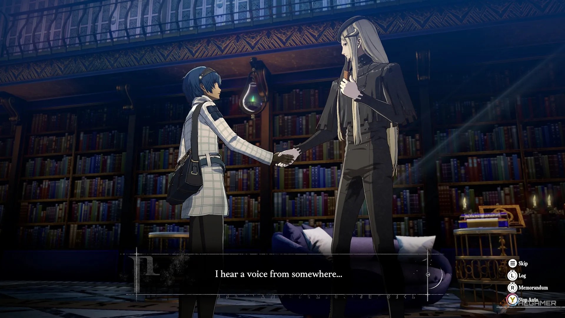 The protagonist and More shaking hands in Metaphor ReFantazio.