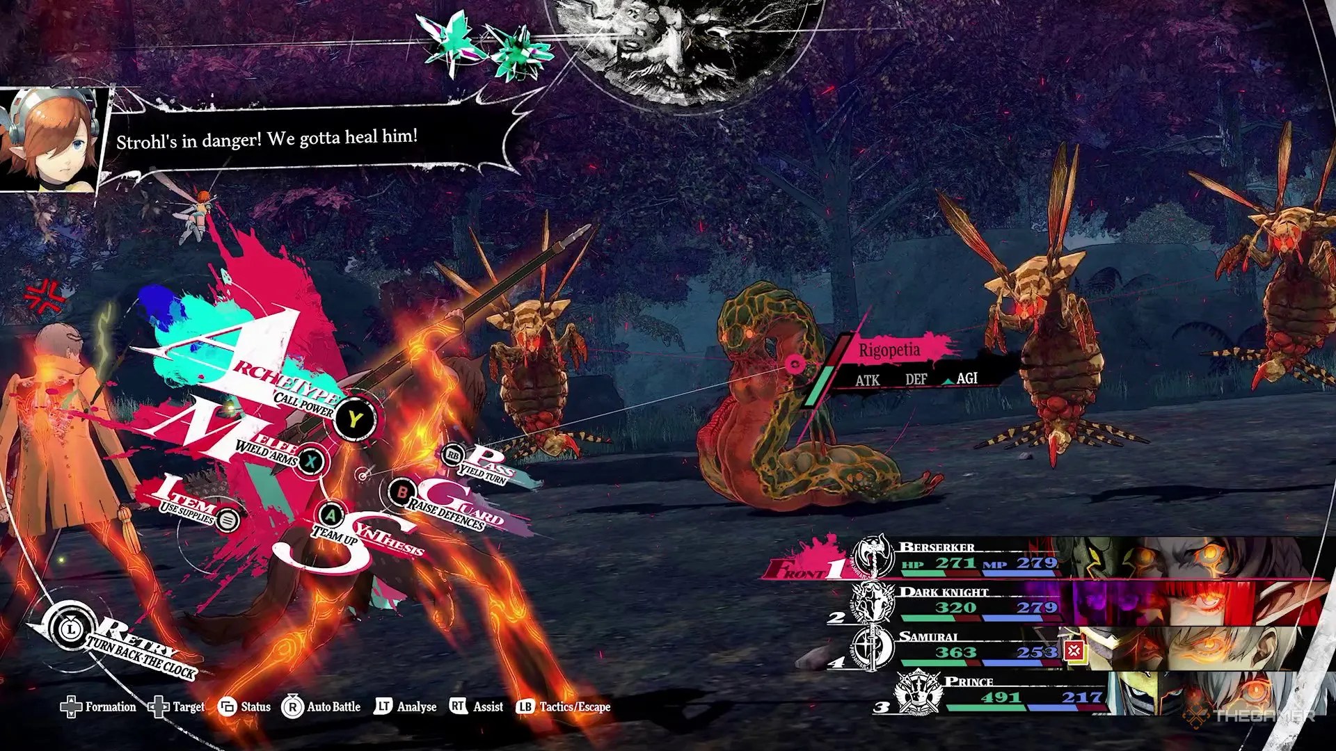 The team fighting Rigopetia in Metaphor Refantazio.