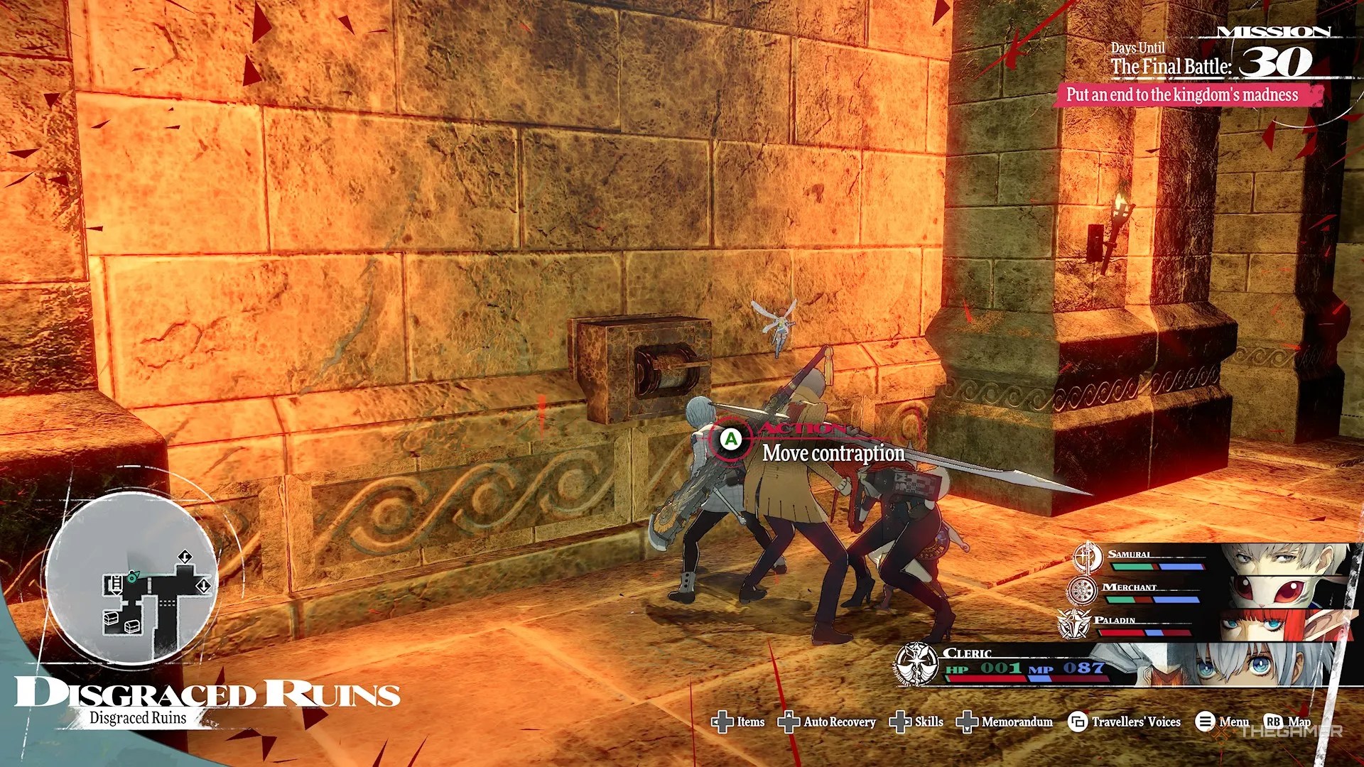 Using a move contraption in the Disgraced Ruins in Metaphor Refantazio.