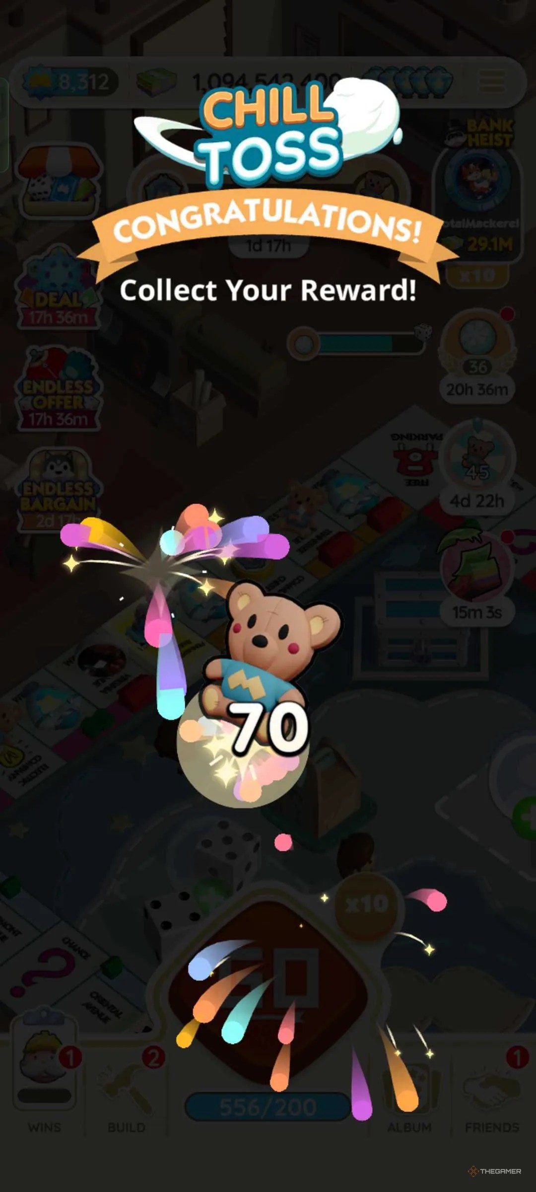 Monopoly Go. Winning tokens in Chill Toss.