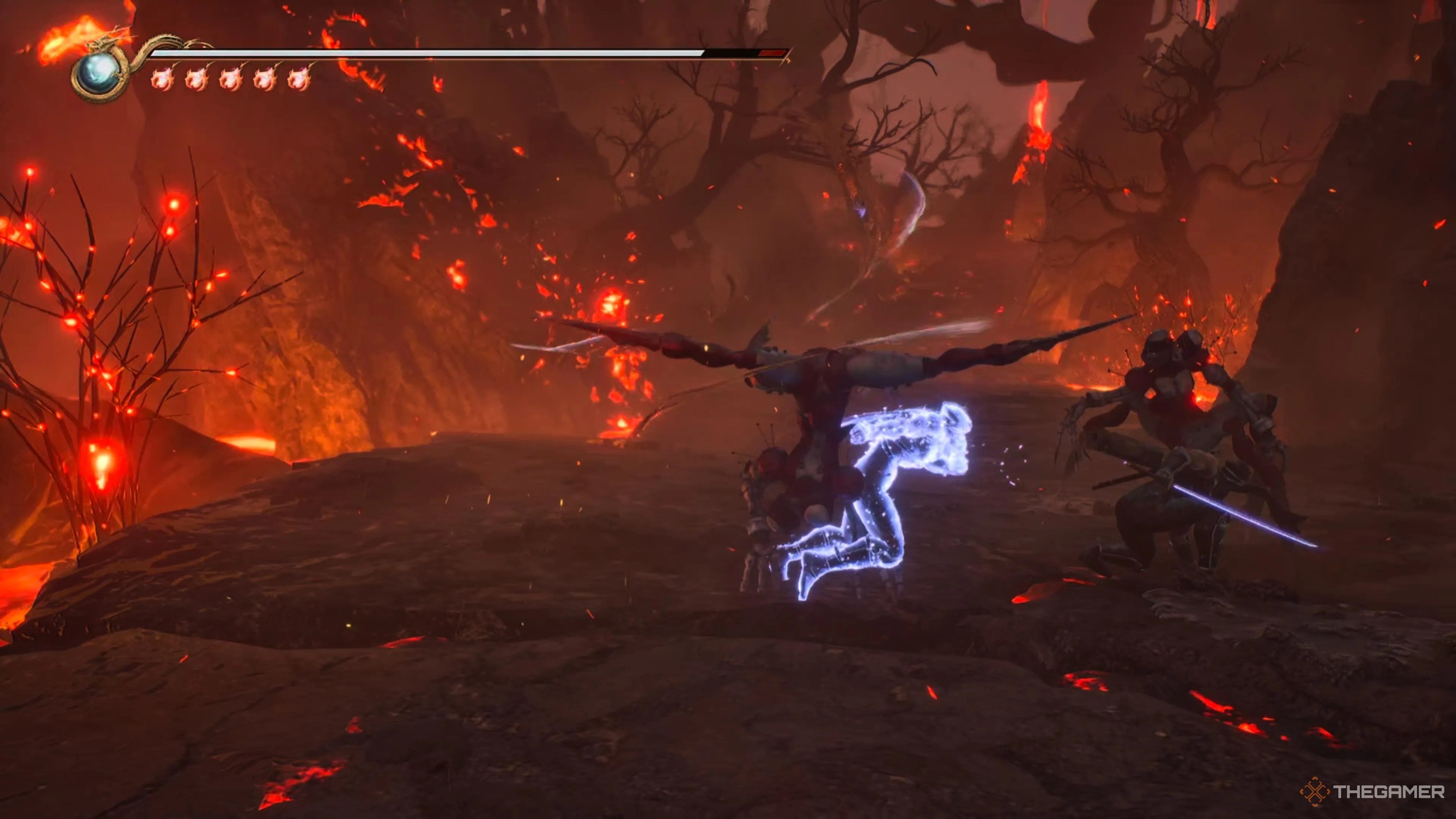 Ryu dodging an enemy attack in Ninja Gaiden 2 Black.