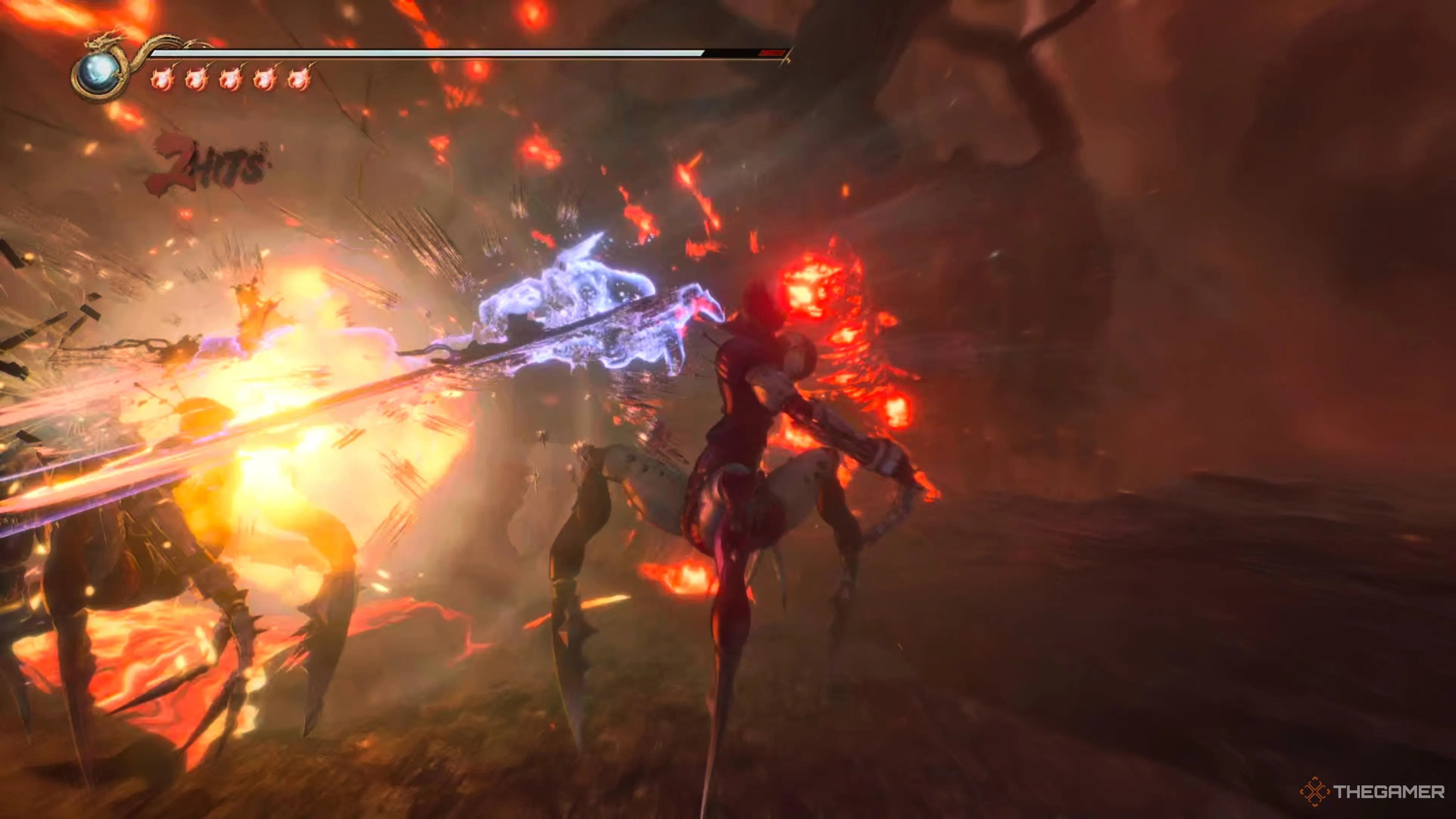 Ryu performing a Flying Swallow in Ninja Gaiden 2 Black.