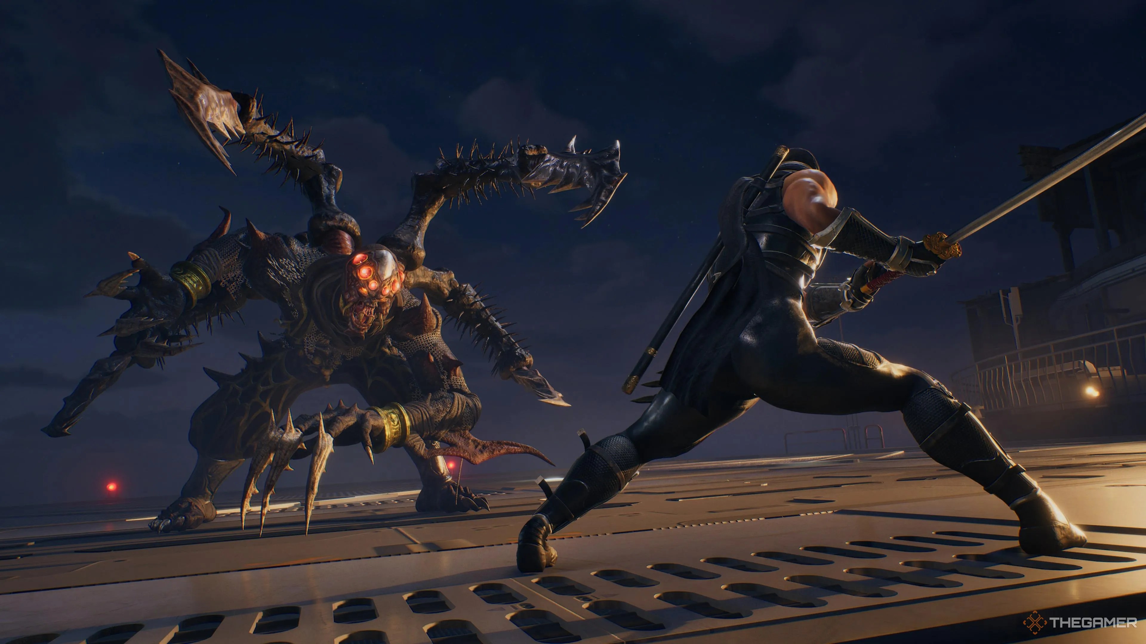 Ryu preparing to strike a fiend in Ninja Gaiden 2 Black.