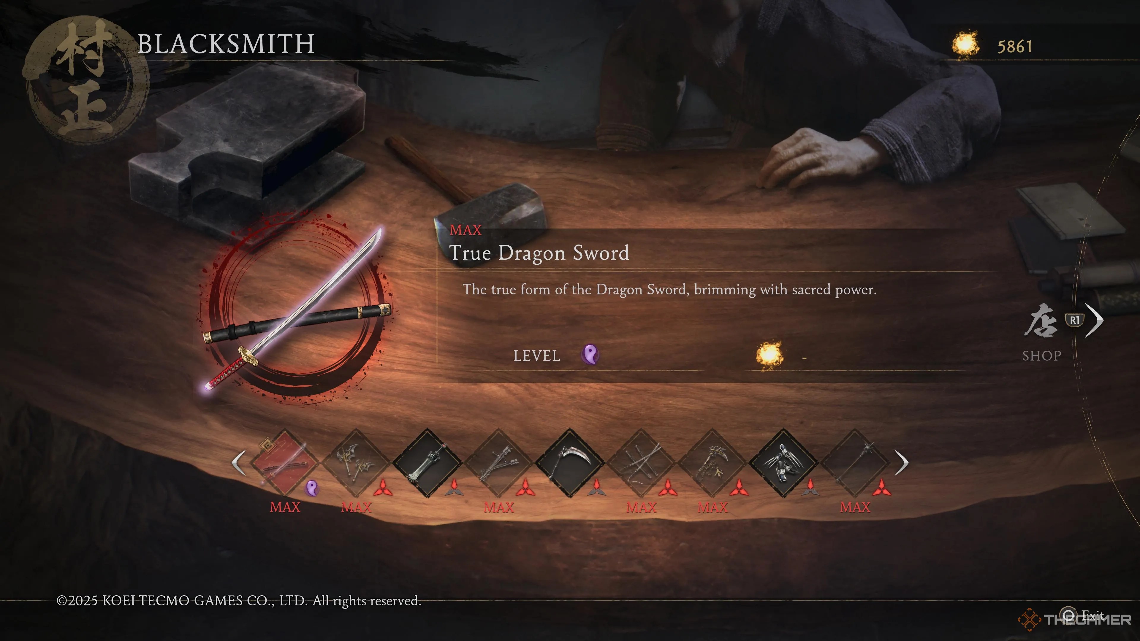 A fully upgraded dragon sword in Ninja Gaiden 2 Black.