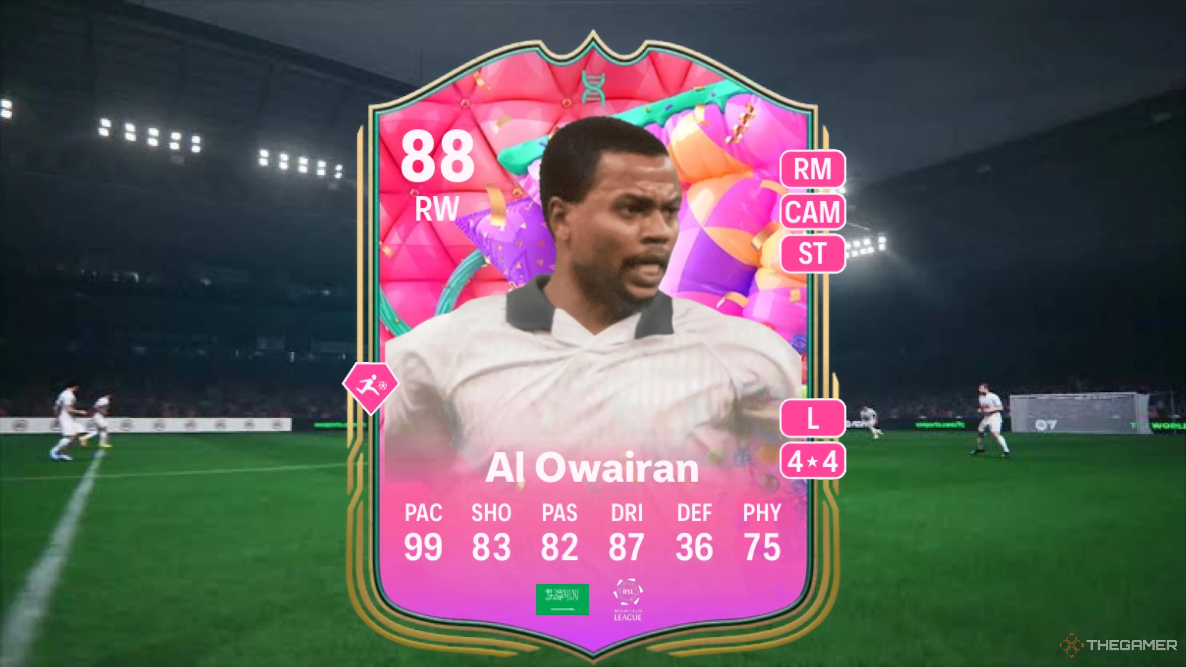 Image showing Al-Owairan card against a faded pitch background.