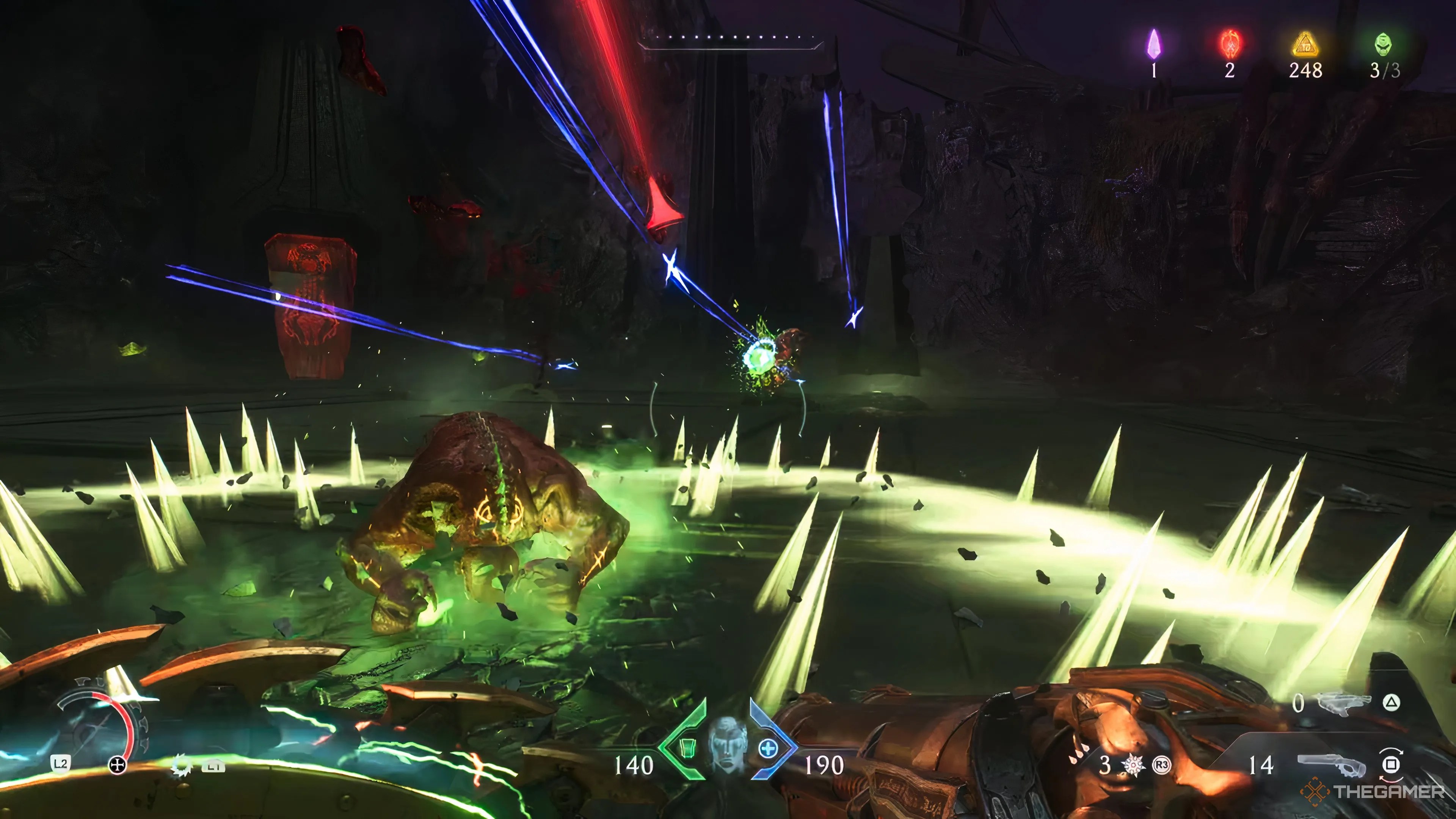 Striking enemies with lightning in Doom: The Dark Ages.