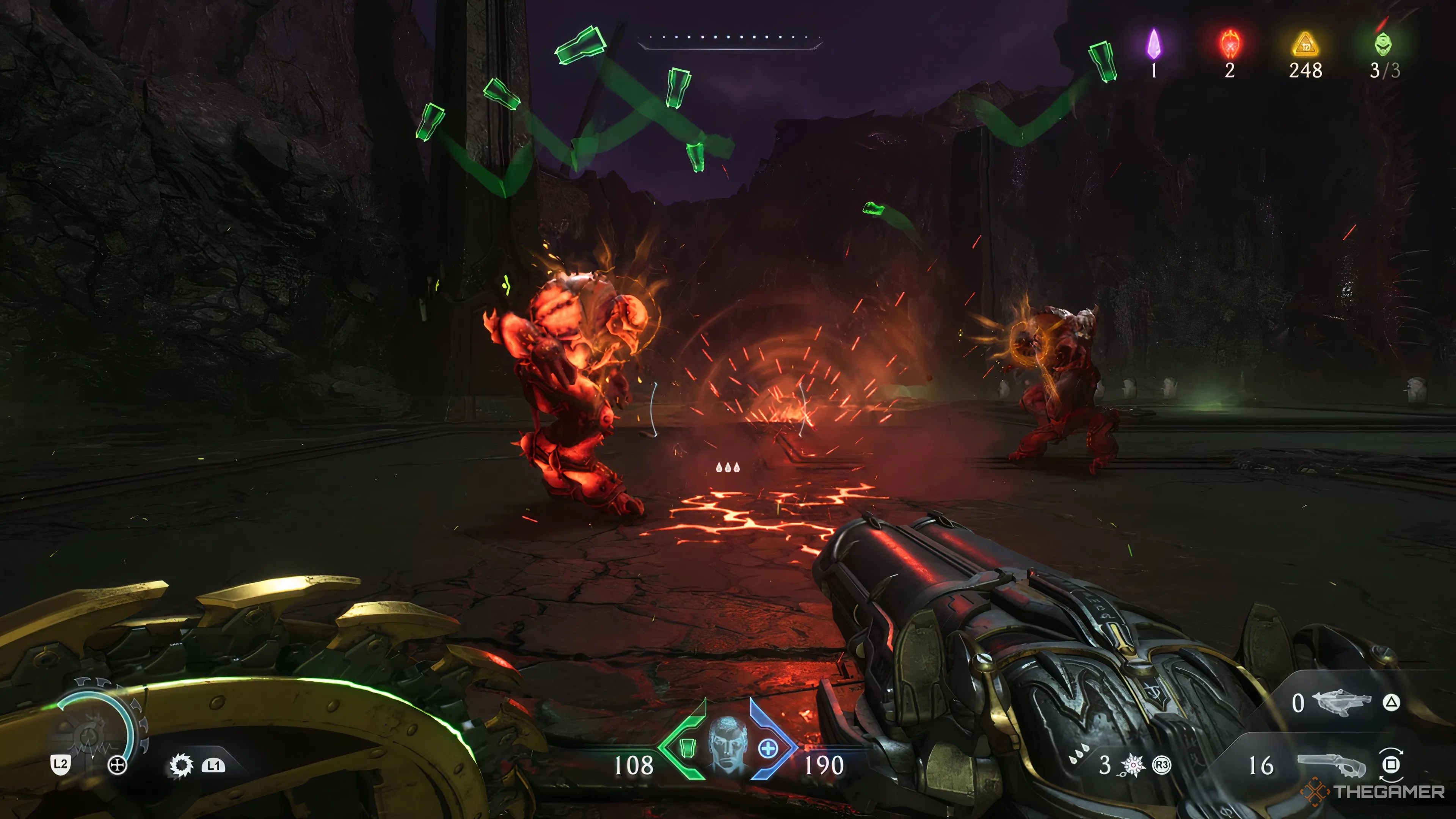 Striking enemies with an earthquake in Doom: The Dark Ages.