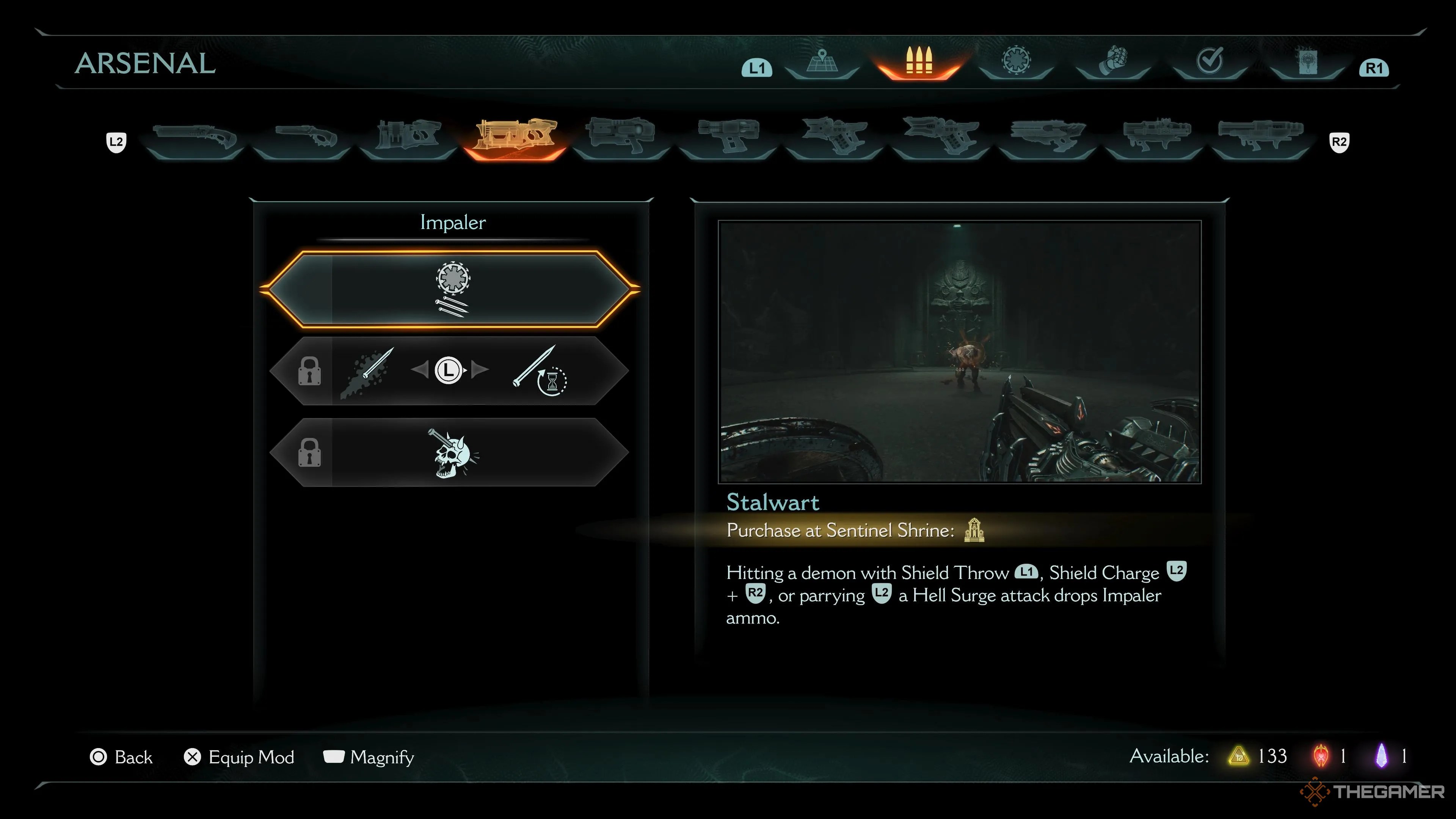 The Impaler upgrade screen in Doom: The Dark Ages.