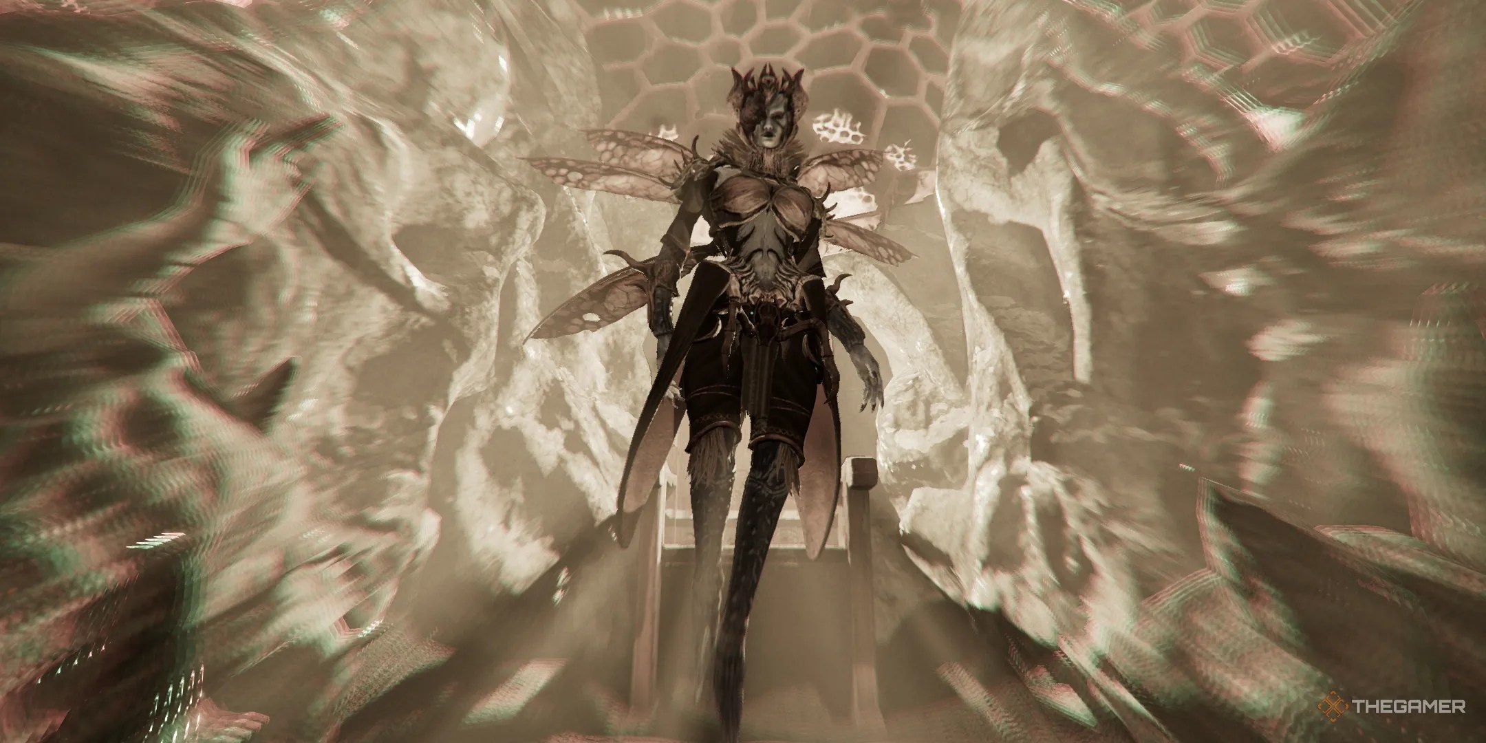 Speaking to the Queen Bee in the Tainted Grail.