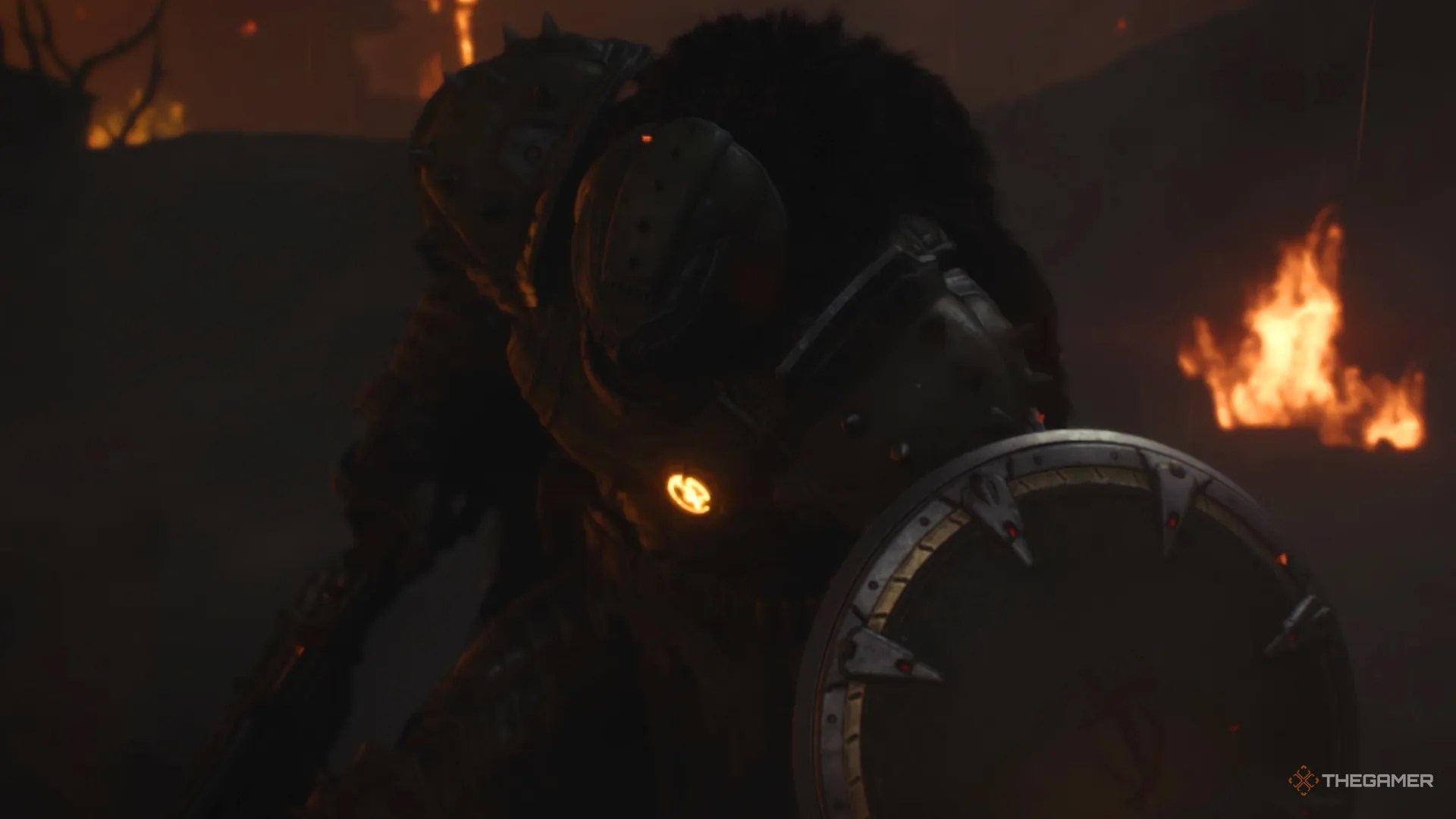 The Doom Slayer rising after beaming down from above in Doom The Dark Ages.