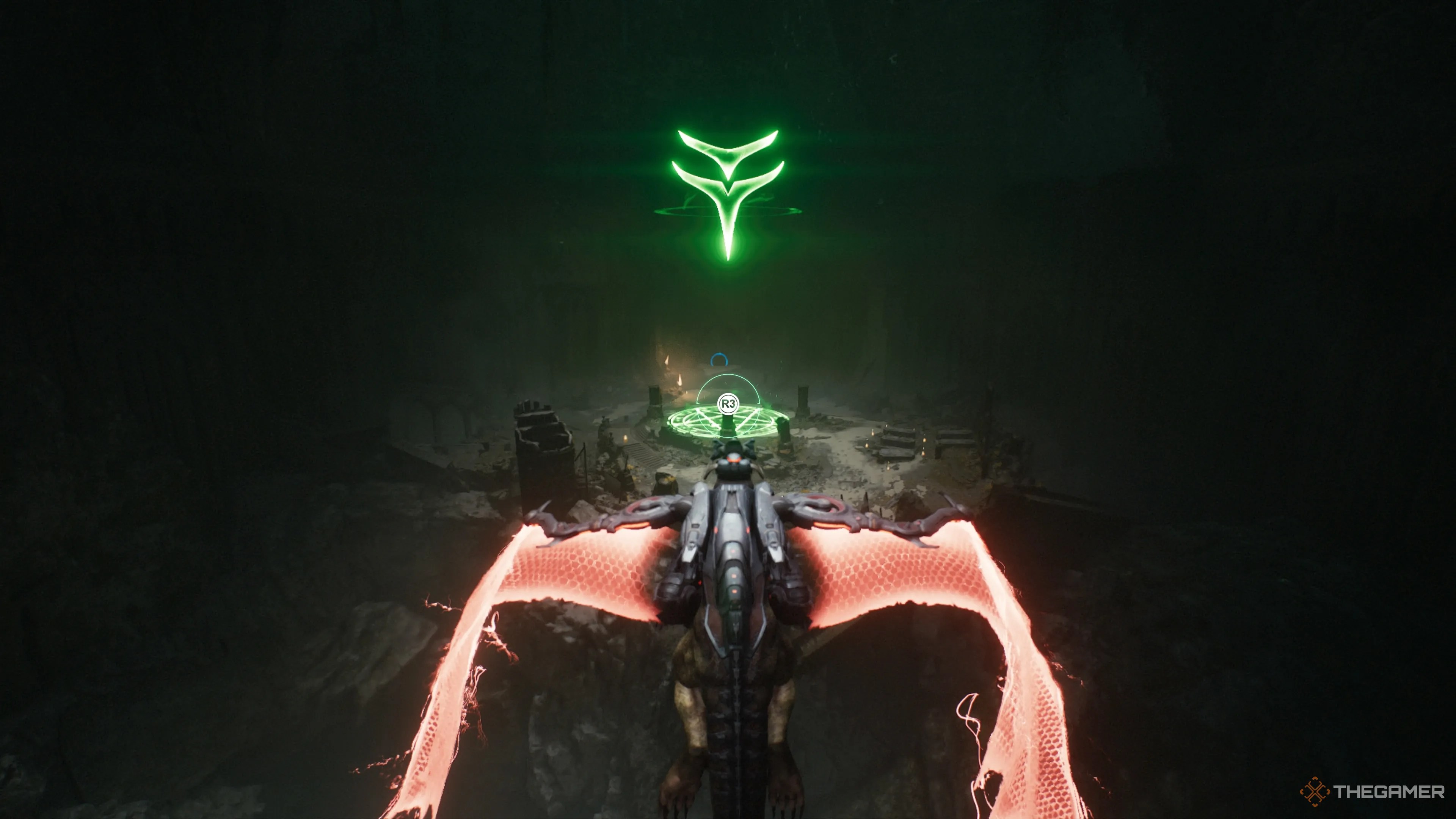 The secret landing platform at the bottom of the Spire Of Nerathul of Doom The Dark Ages.