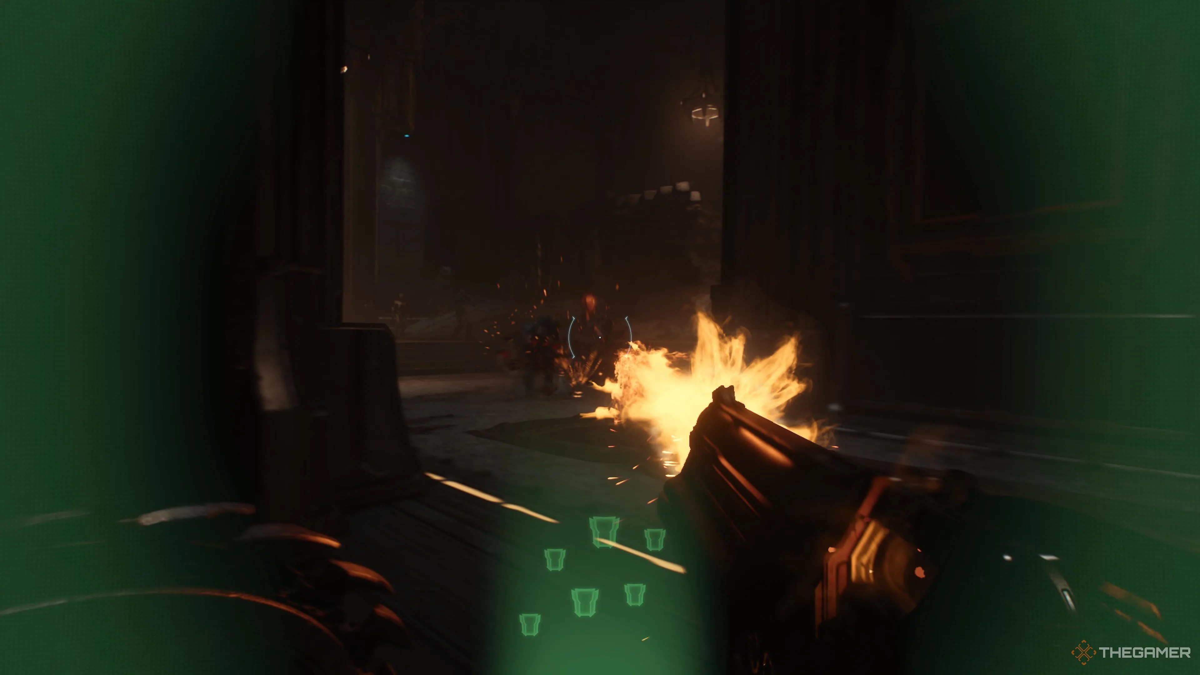 Using a large doorway as a bottneck in Doom The Dark Ages.