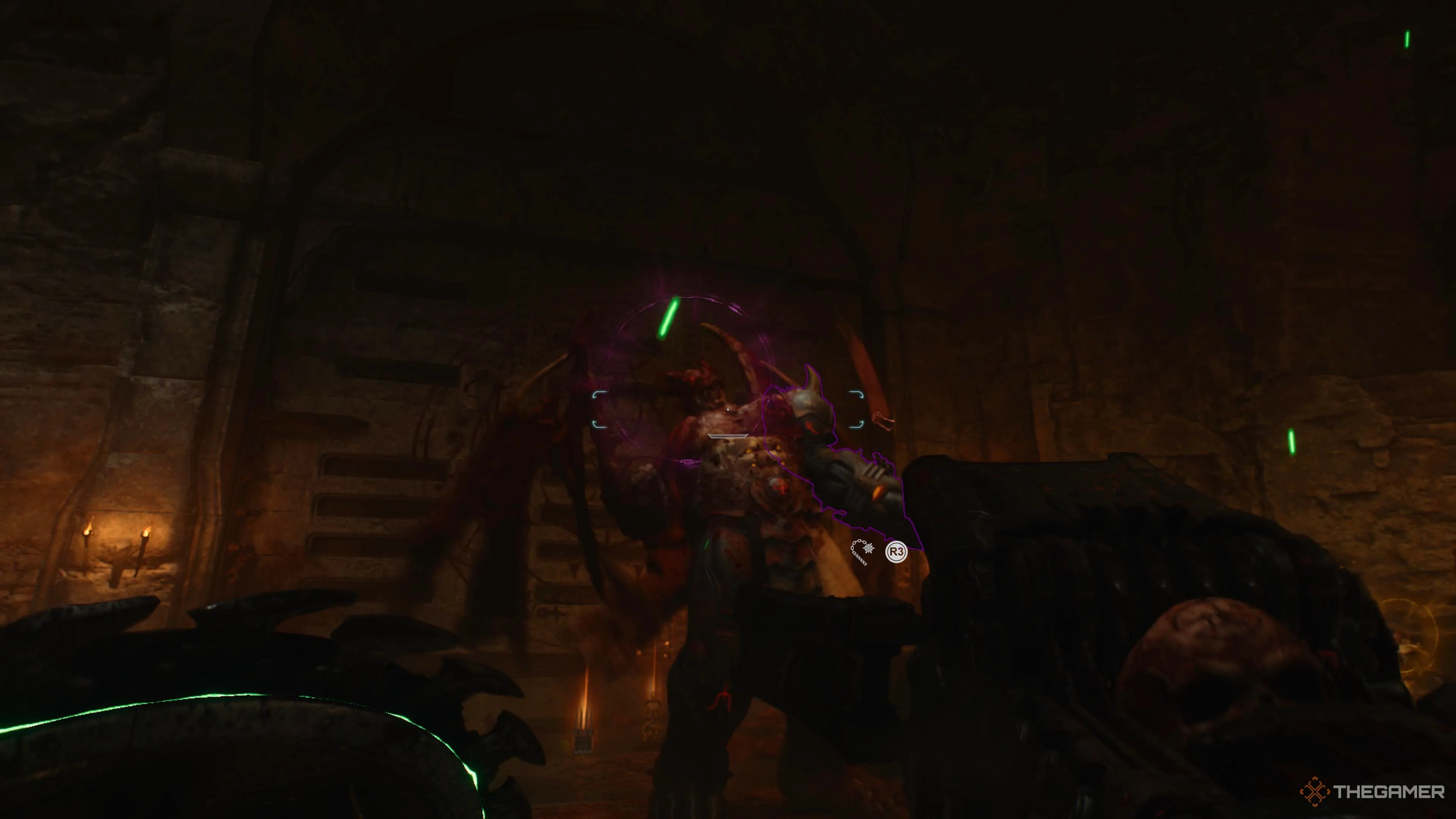 Using the parry&rsquo;s time stop effect to aim a shot in Doom The Dark Ages.