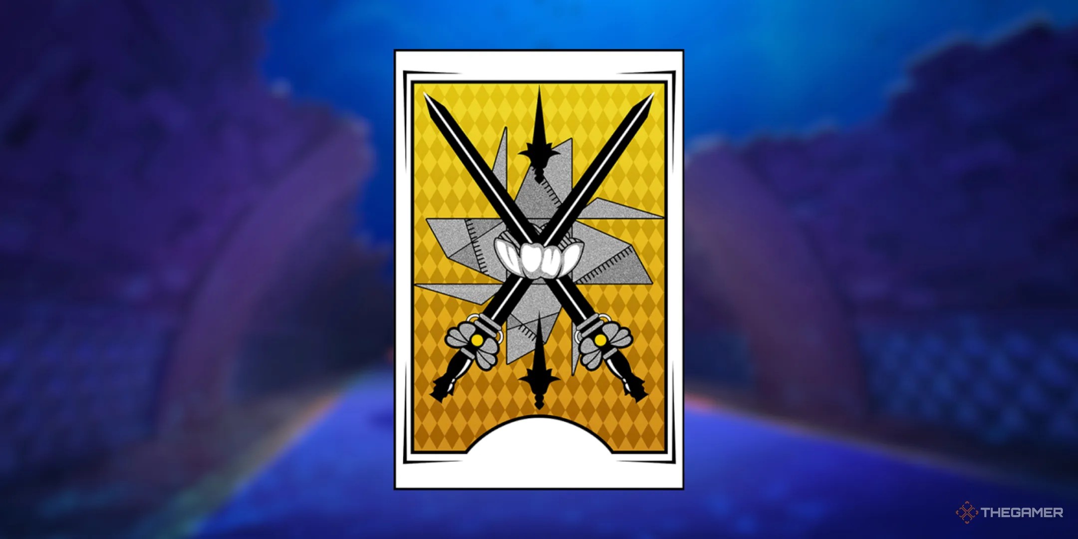 A Revelation Card with two crossed swords in Persona 5 The Phantom X.