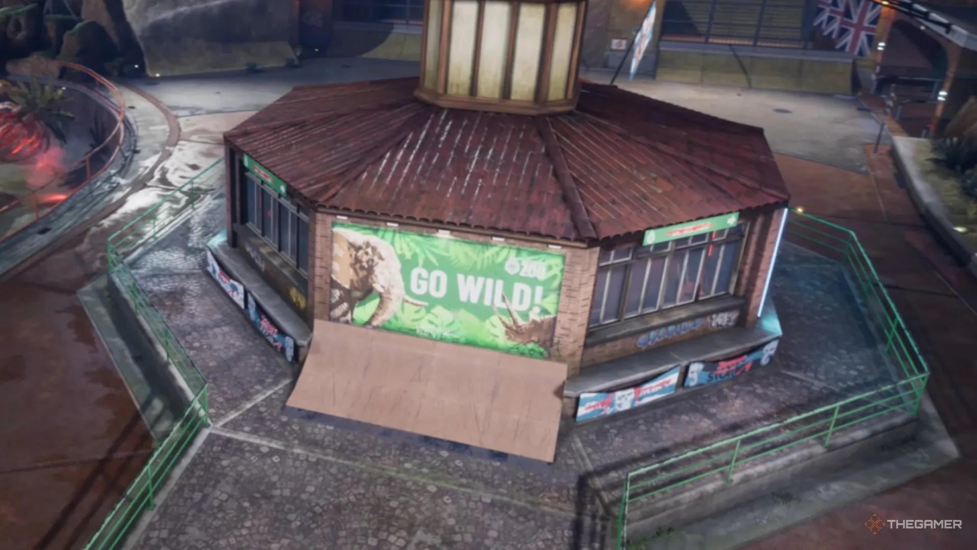 An aerial view of the Atrium in Tony Hawk&rsquo;s Pro Skater 3 + 4.