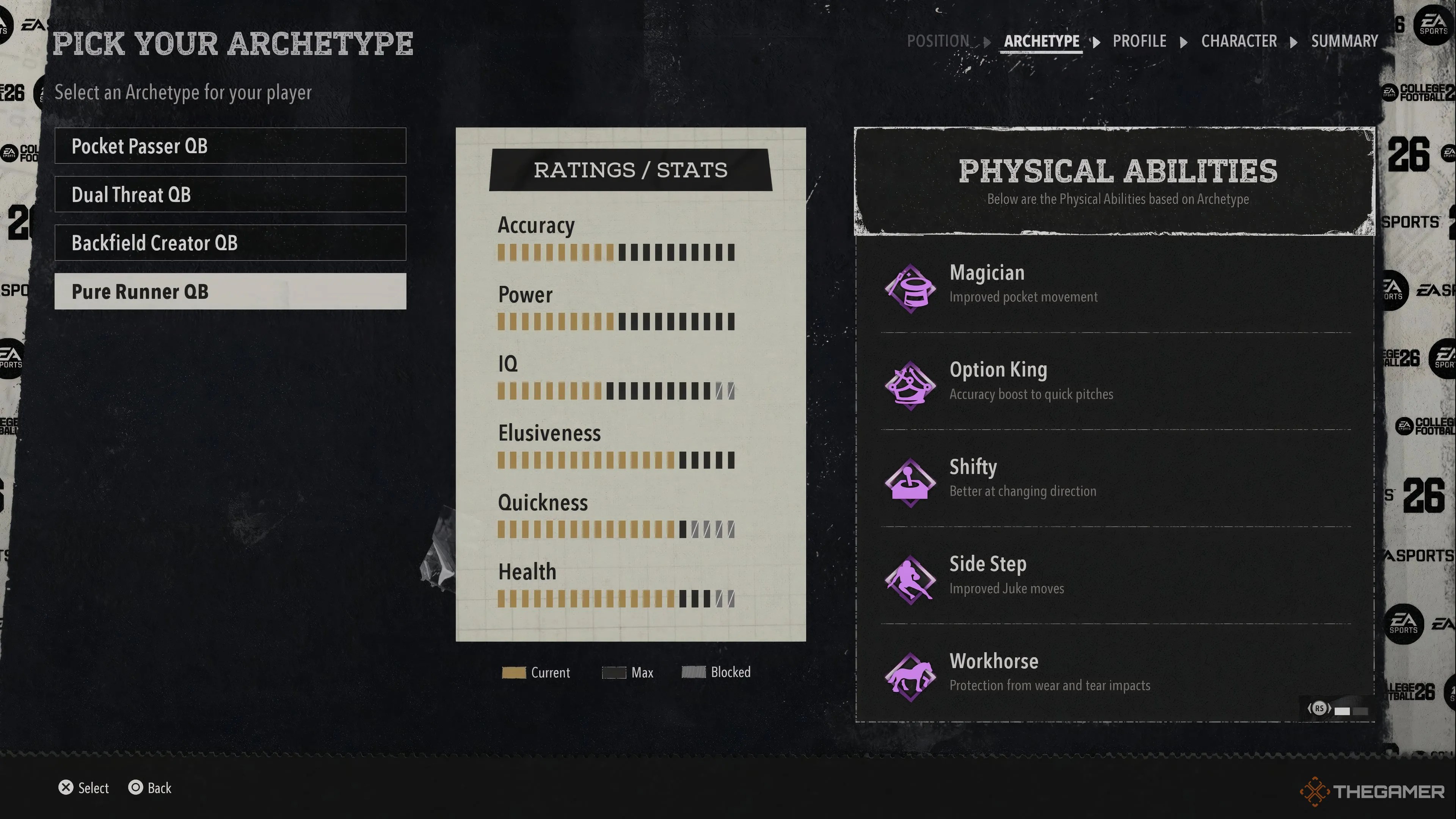 The Pure Runner stats and physical ability suite in College Football 26.