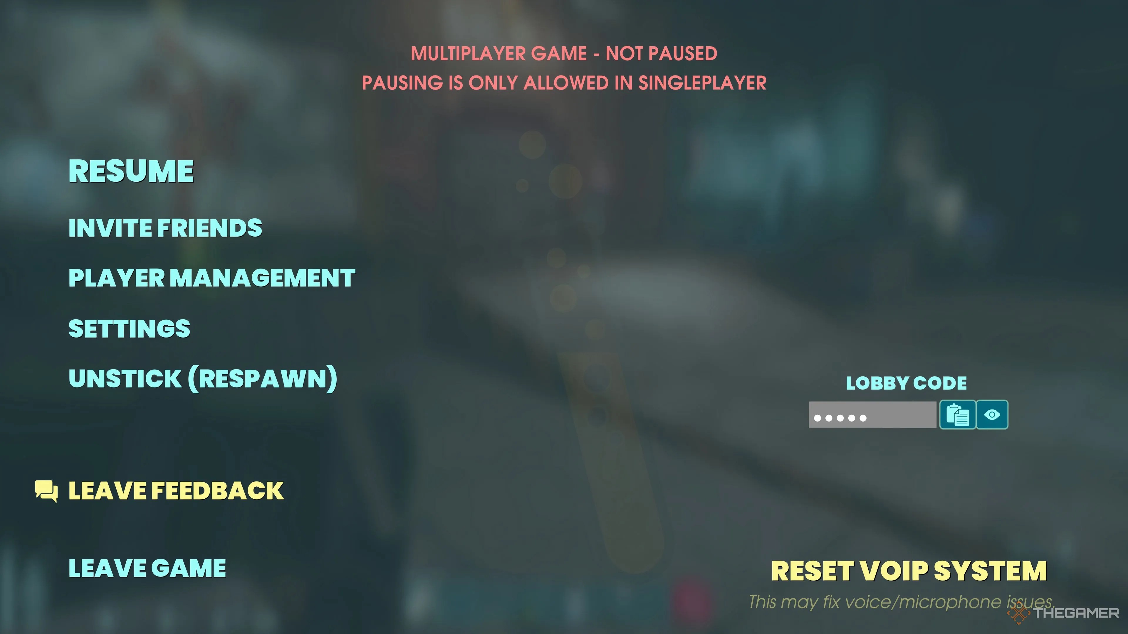 Escape Screen when  hosting a multiplayer game in Abiotic Factor.