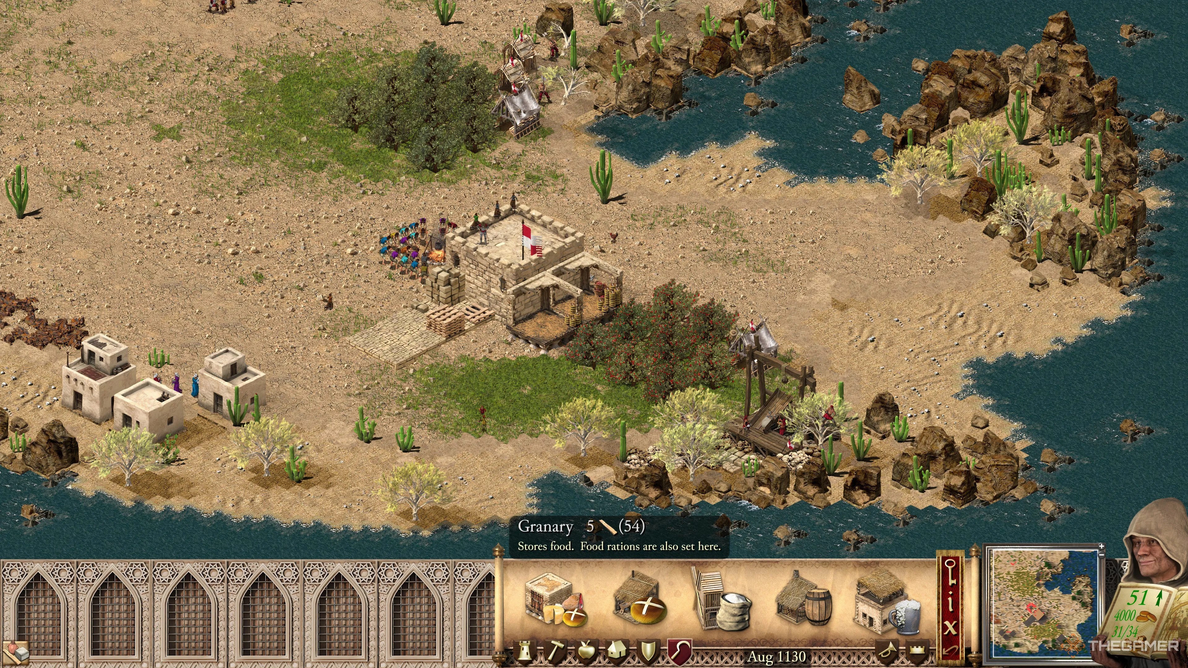Granary building and UI in Stronghold Crusader Definitive Edition.