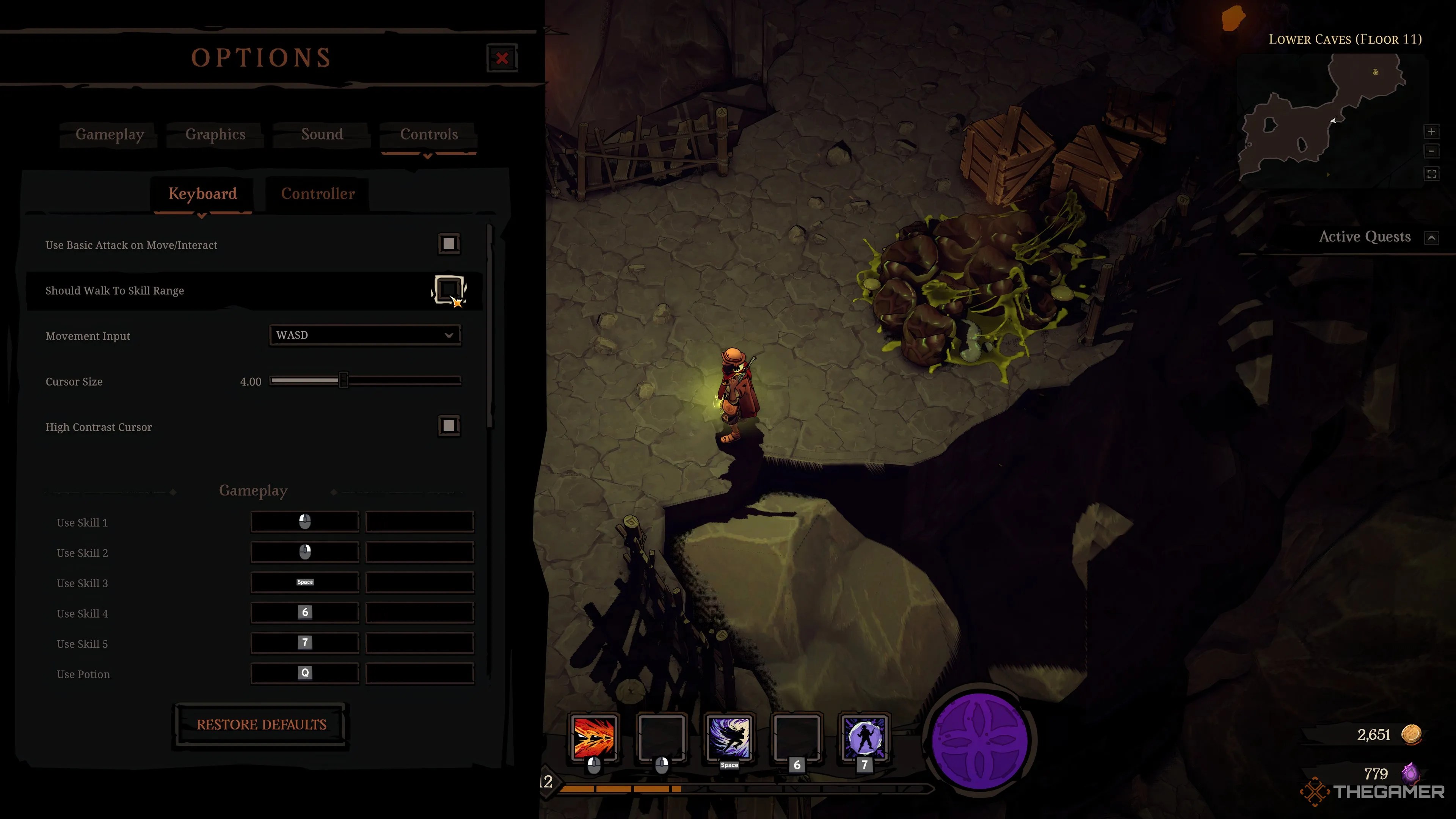 Should Walk To Skill Range Option Off in Menu in Hell Clock.