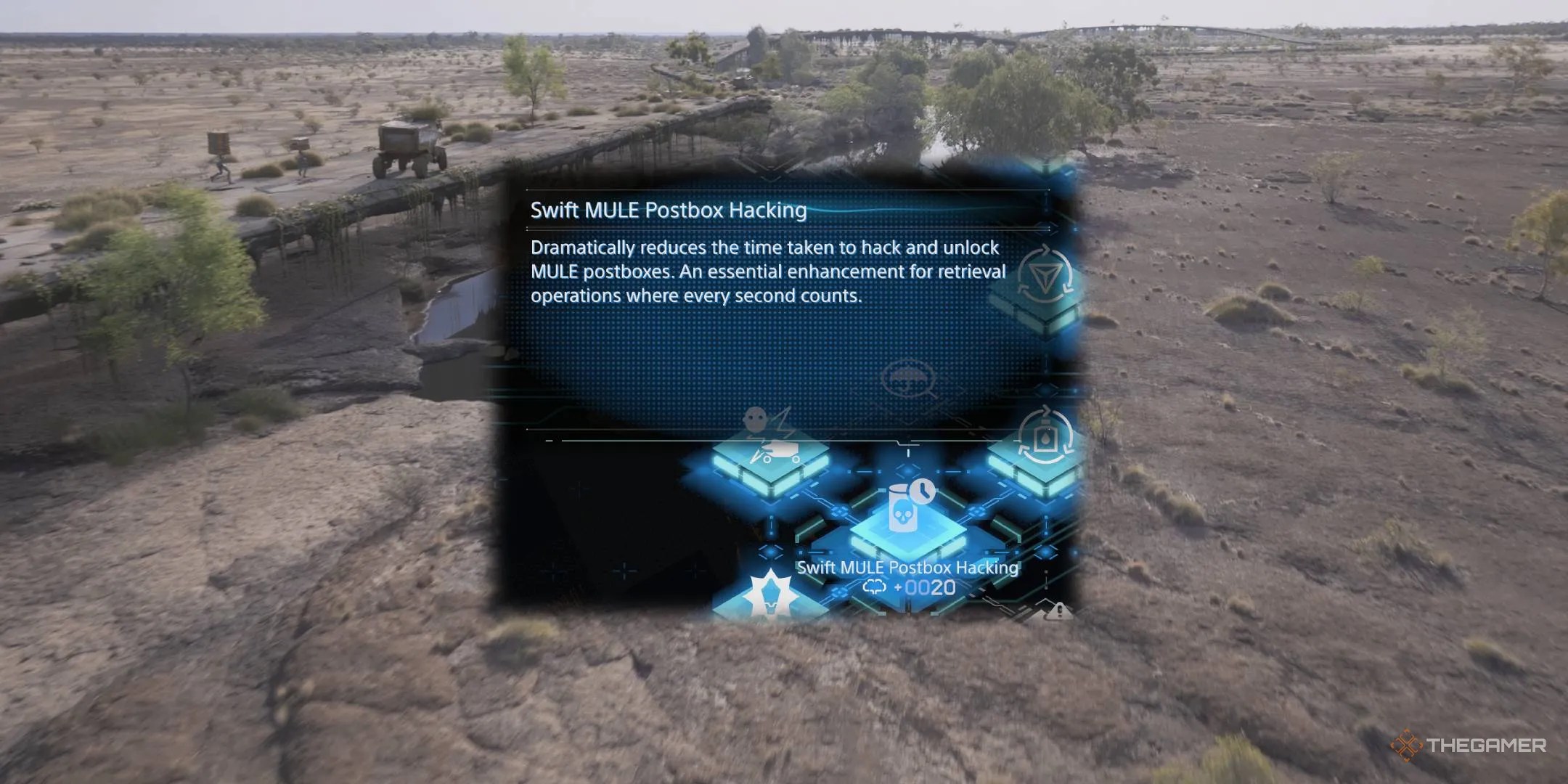 Swift MULE Postbox Hacking enhancement description in Death Stranding 2 On The Beach.