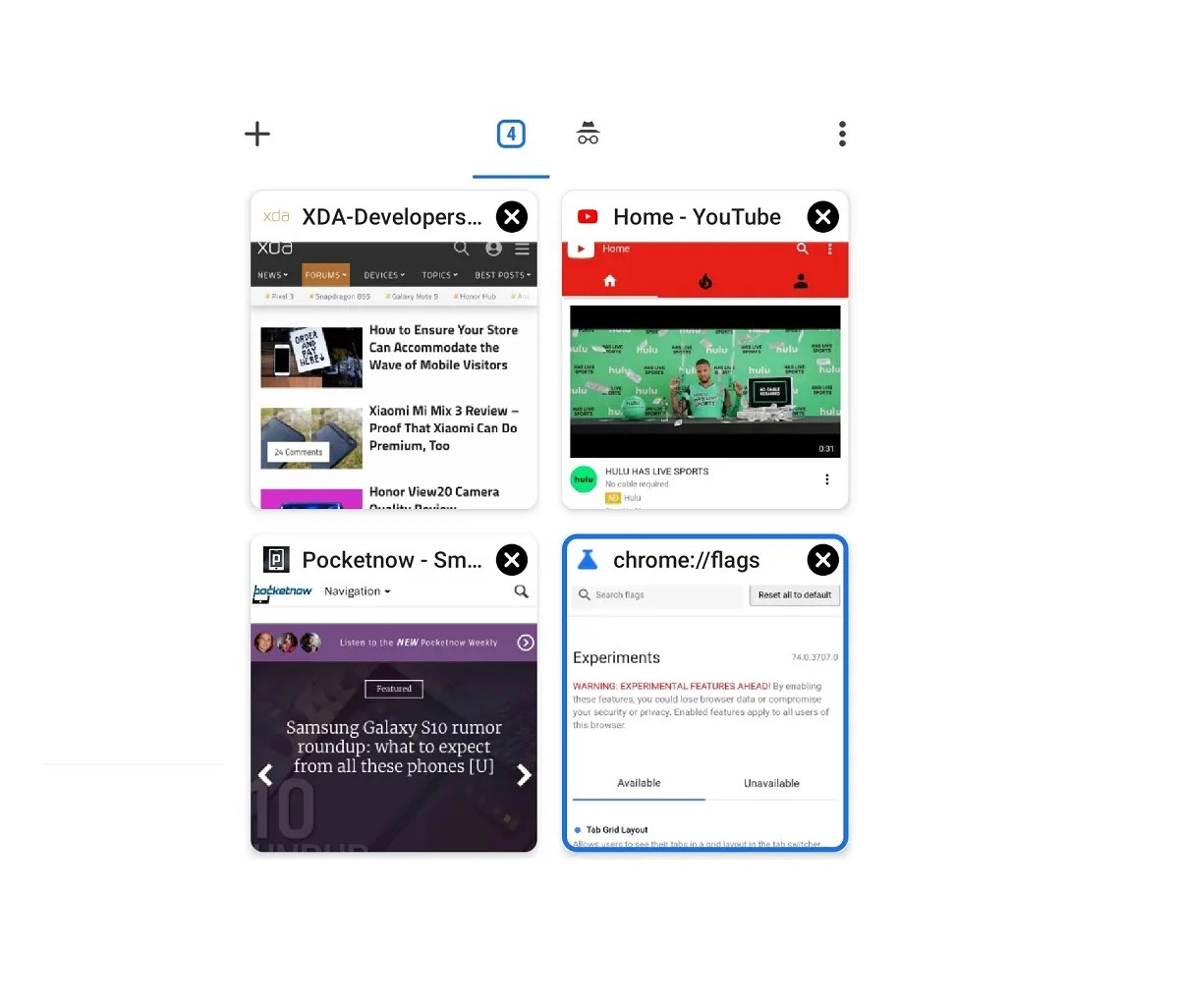 Google Chrome for Android is testing a new grid layout for tabs