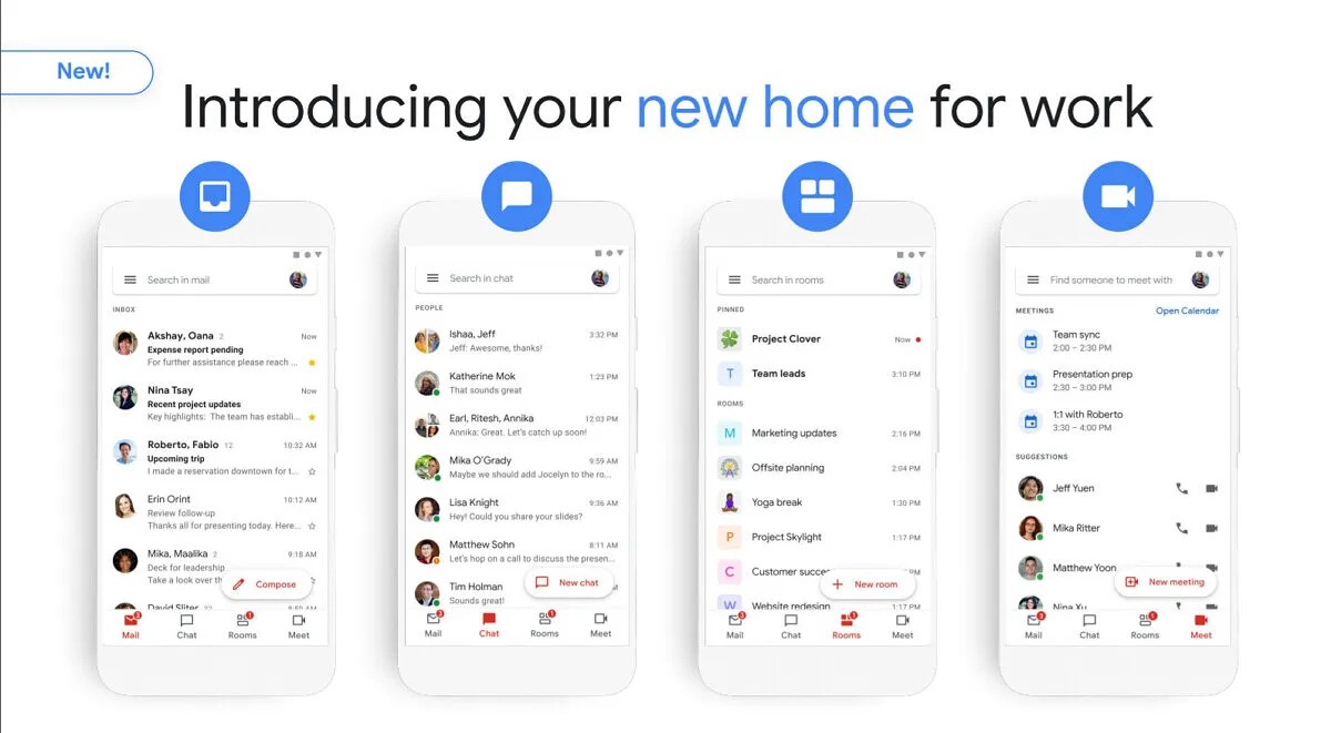 Google rolls out Meet, Chat, and Rooms tabs in Gmail for G Suite