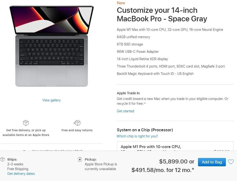 The most expensive MacBook Pro (2021) costs over 6,000