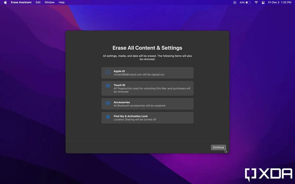 How to erase all content and settings on macOS Monterey or later
