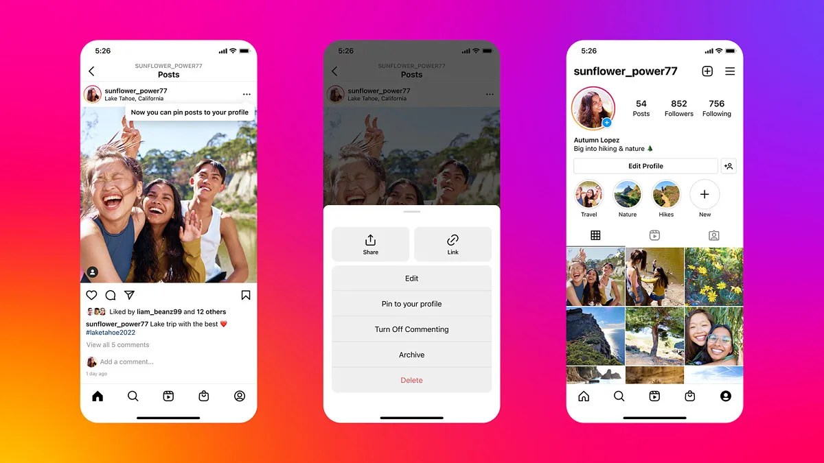 Instagram rolls out the grid pinning feature to all users