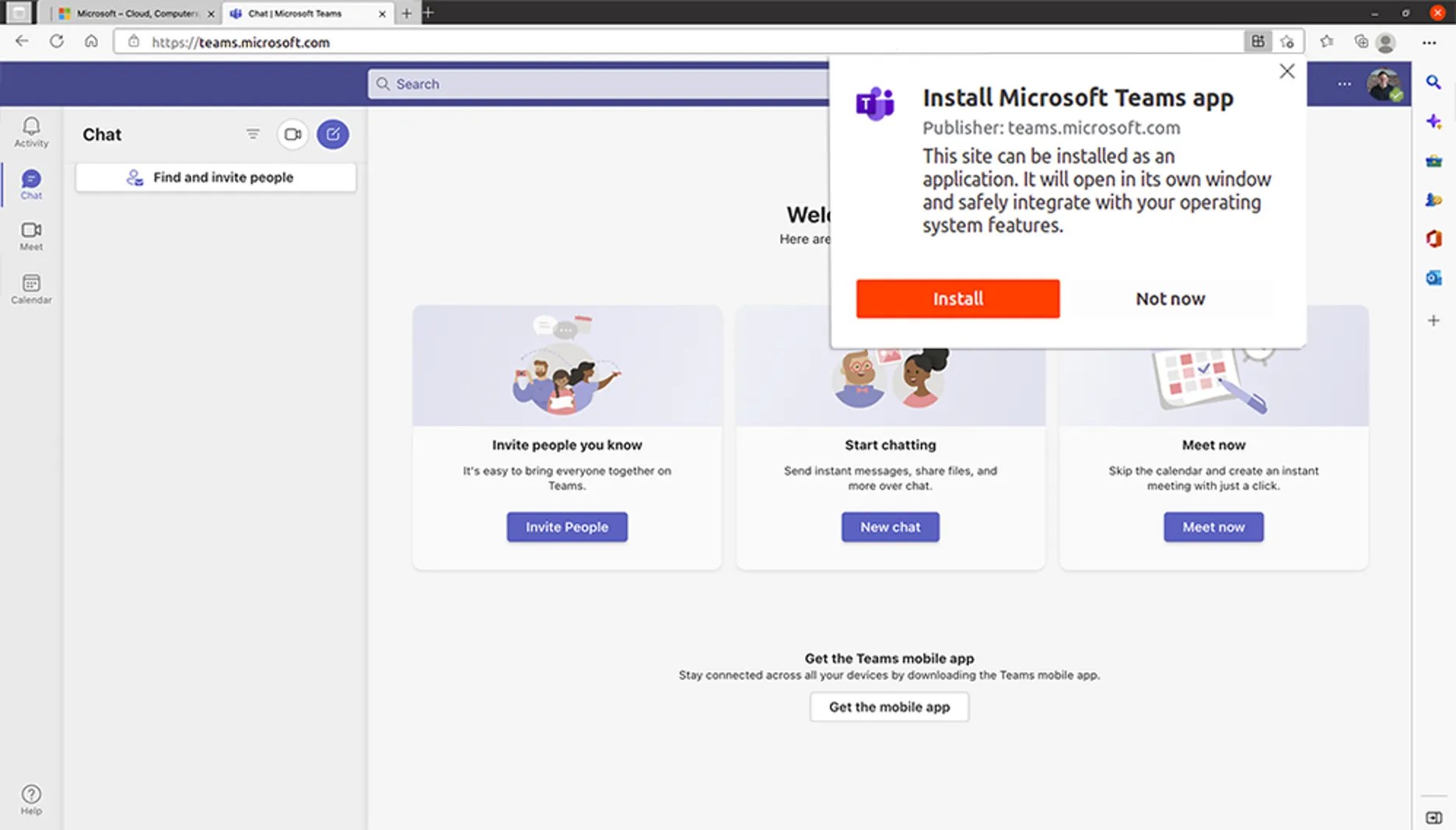 You can now install the Microsoft Teams PWA on Linux machines