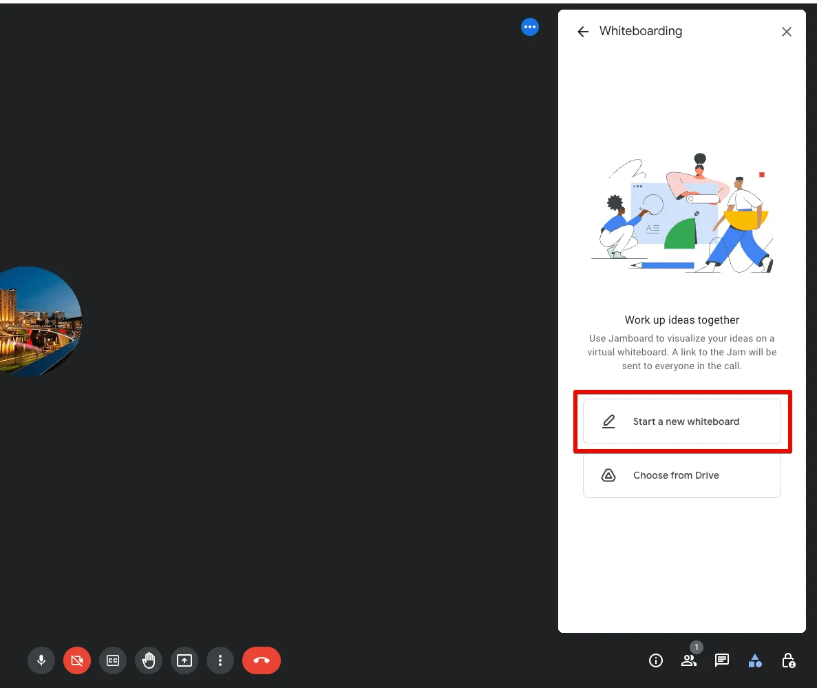 How to use Google Meet to share a whiteboard with your colleagues?