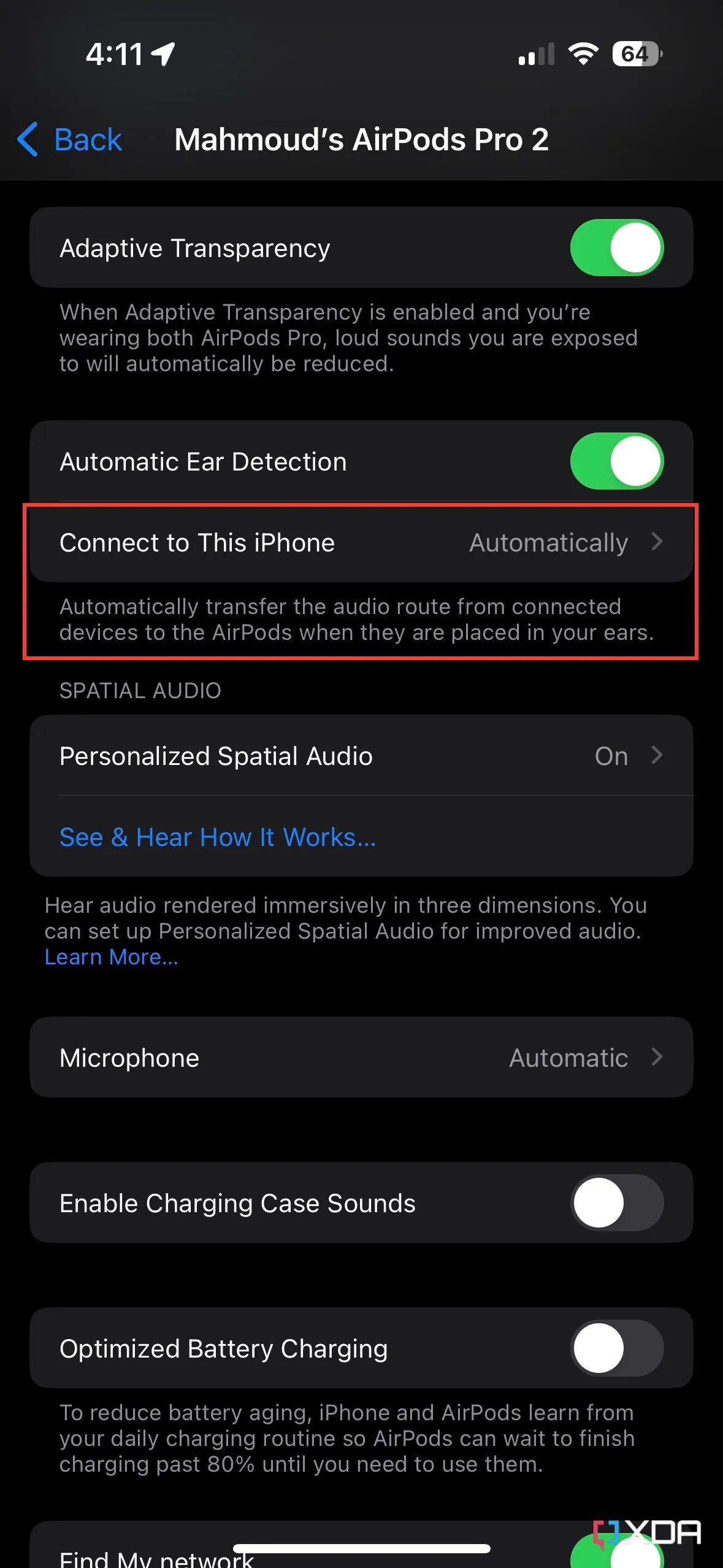 How to enable or disable the AirPods automatic device switching feature