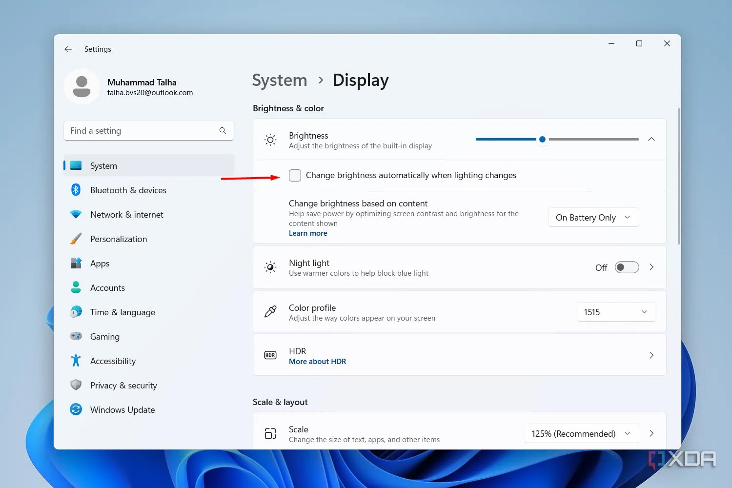 How to change brightness on Windows 11