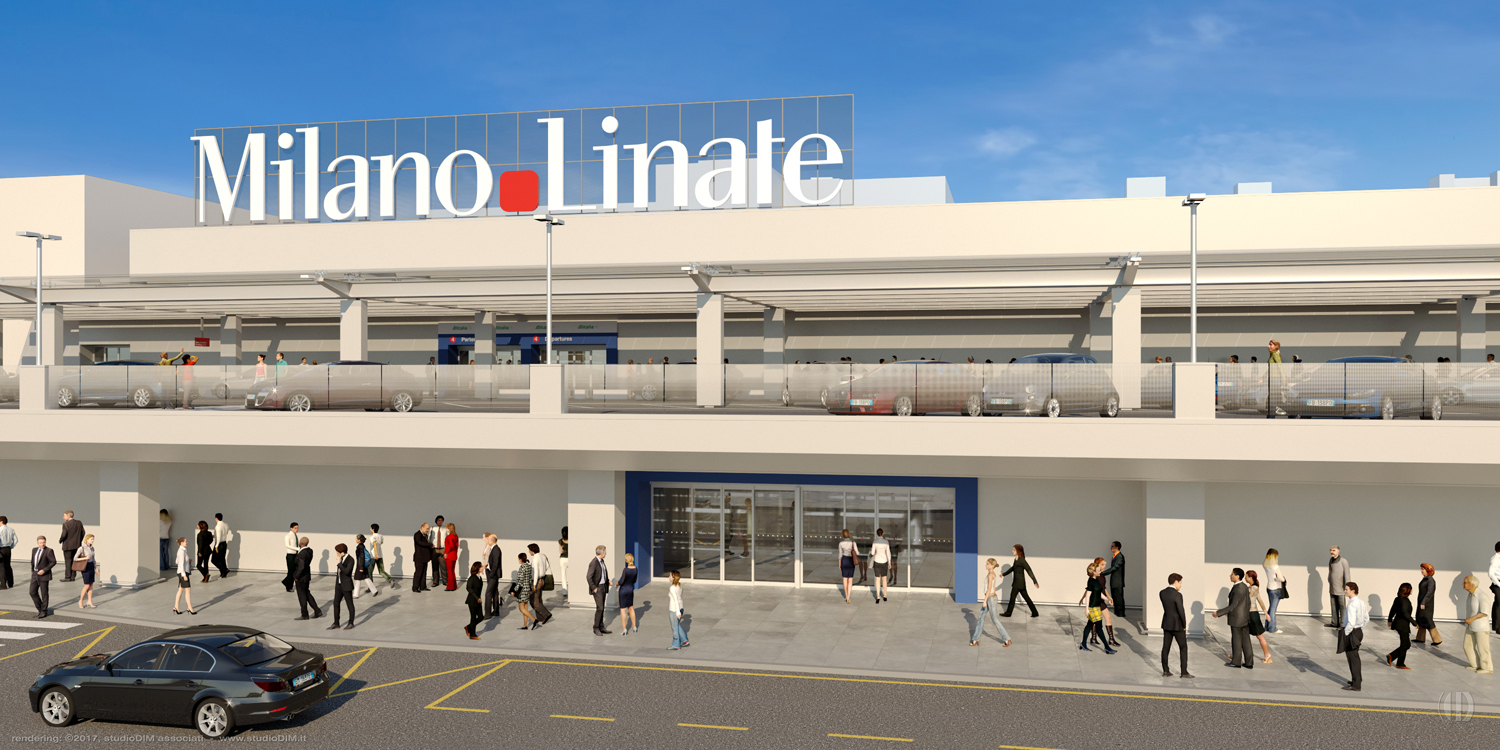 Il restyling della facciata dell'aeroporto di Milano Linate