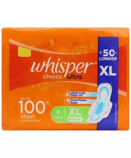 WHISPER CHOICE ULTRA SANITARY PADS LARGE SIZE (6 PADS) ( WHISPER