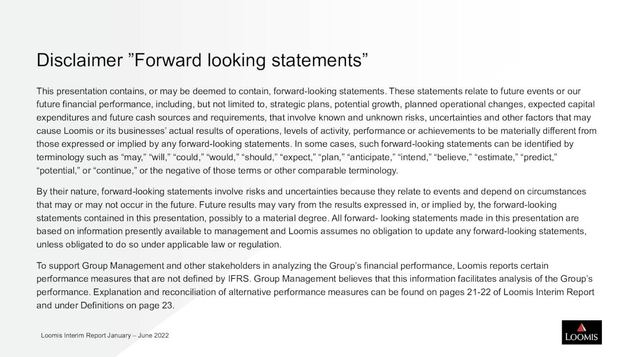 Loomis AB (publ) 2022 Q2 Results Earnings Call Presentation