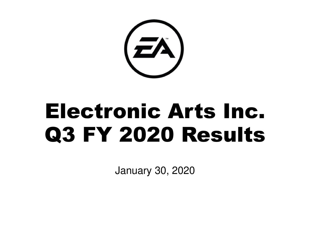 Electronic Arts Inc. 2020 Q3 Results Earnings Call Presentation