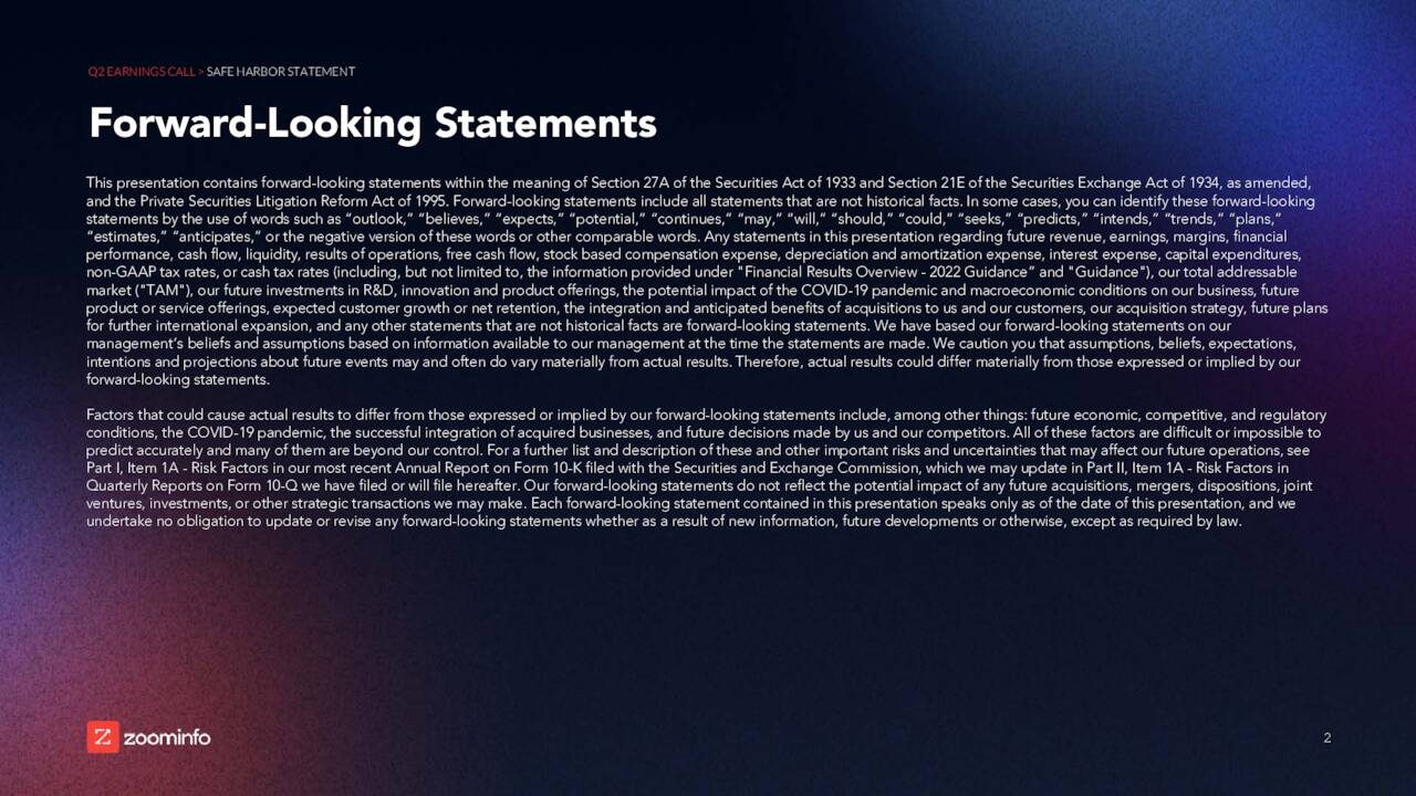 ZoomInfo Technologies Inc. 2022 Q2 Results Earnings Call